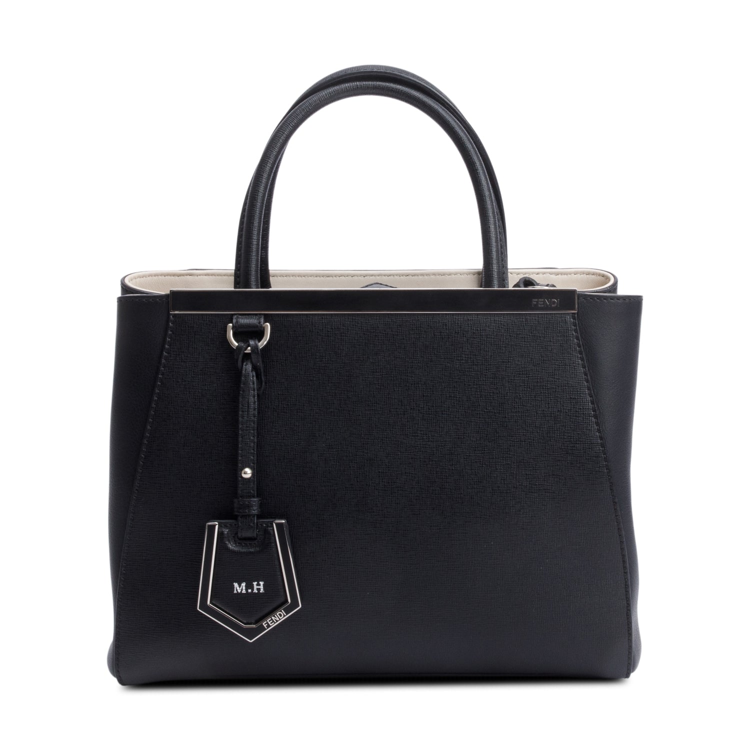 Fendi Black Vitello Elite Leather Petite 2Jours Tote w/ Strap