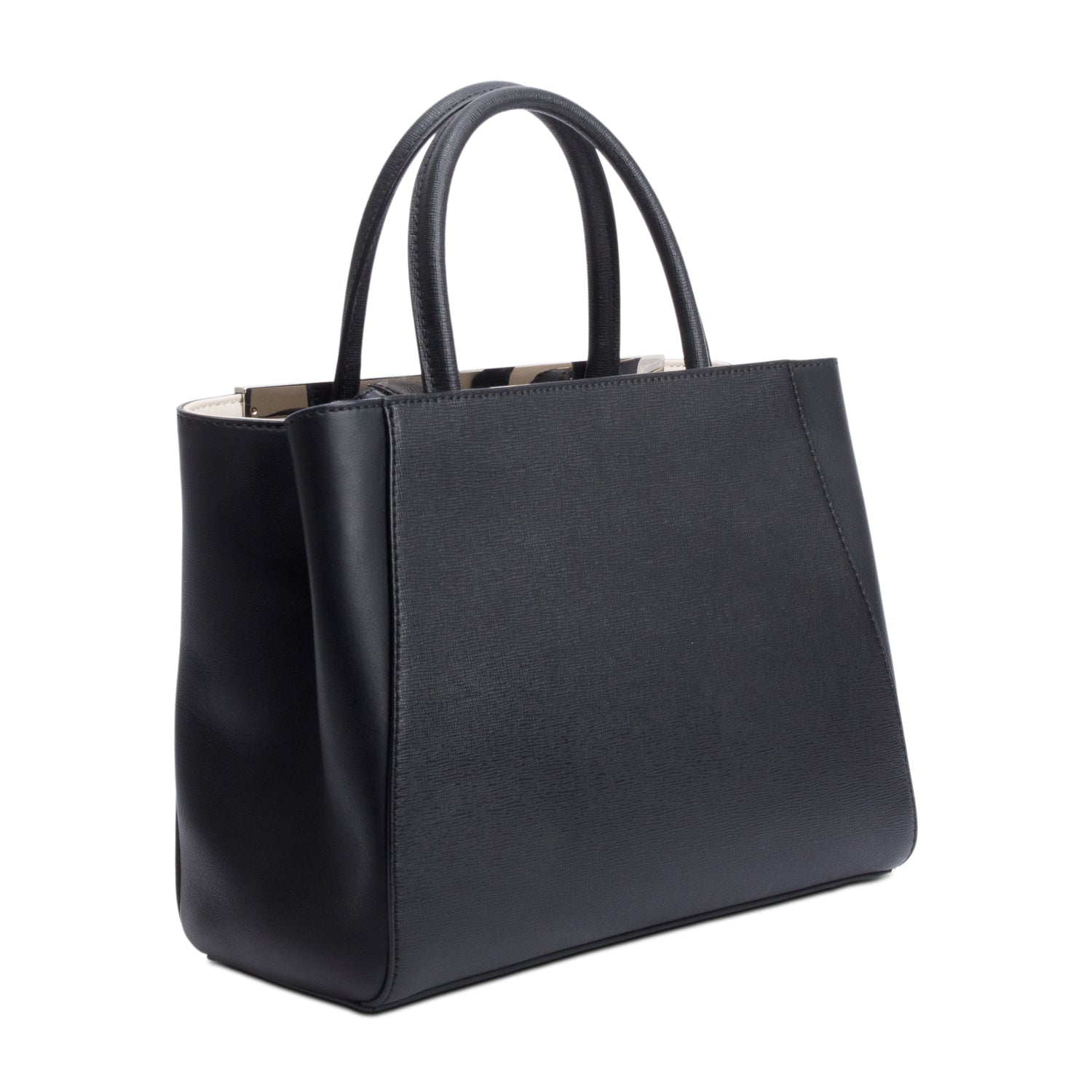 Fendi Black Vitello Elite Leather Petite 2Jours Tote w/ Strap