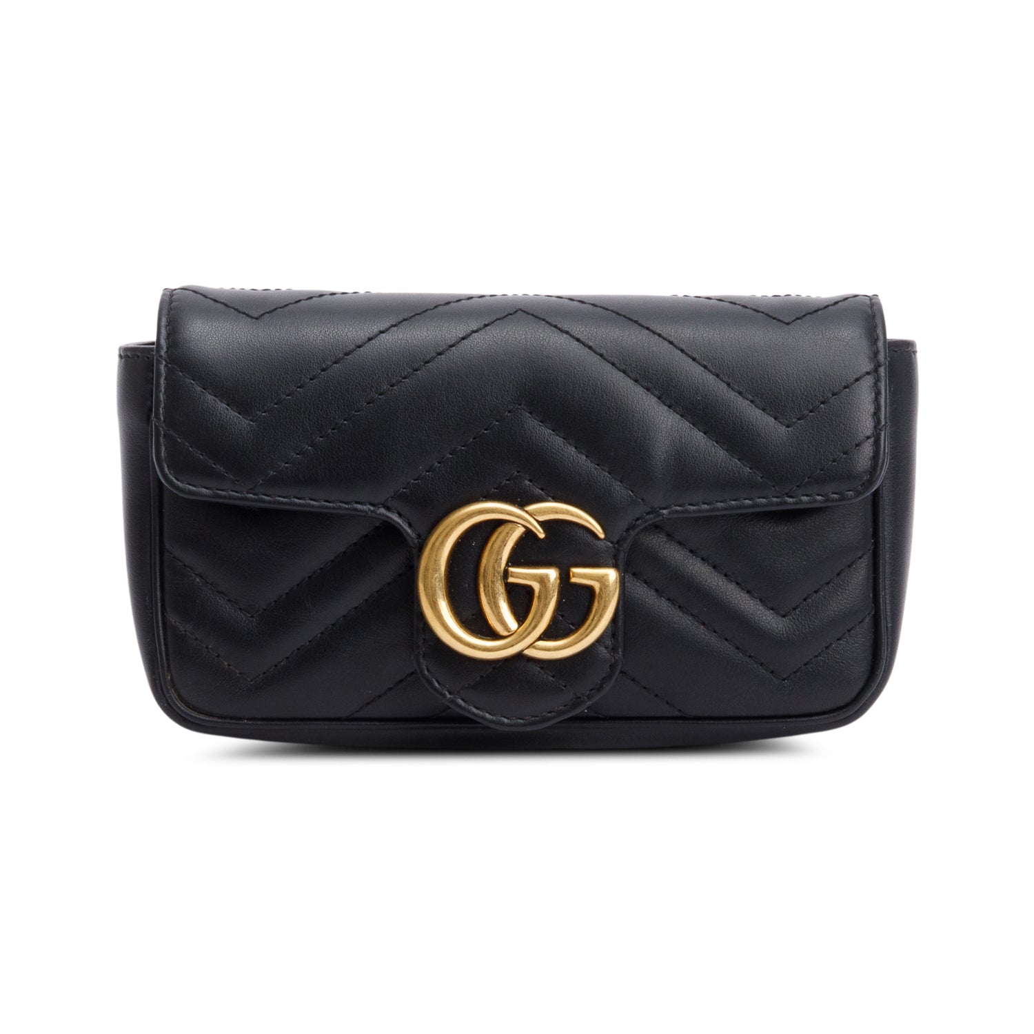 Gucci Black GG Marmont Matelasse Leather Super Mini Bag w/ Box