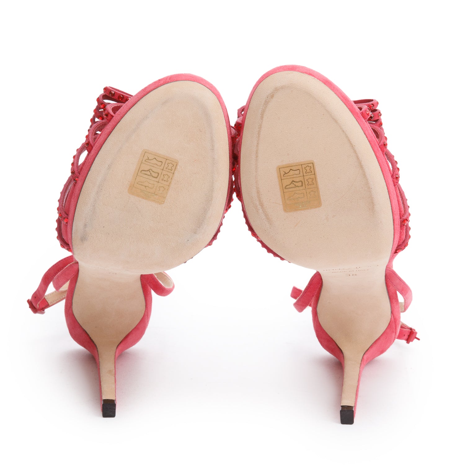 Jimmy Choo Red Suede Crystal Embellished Kaite 120 Slingback Platform Sandals, Size 38 w/ Box