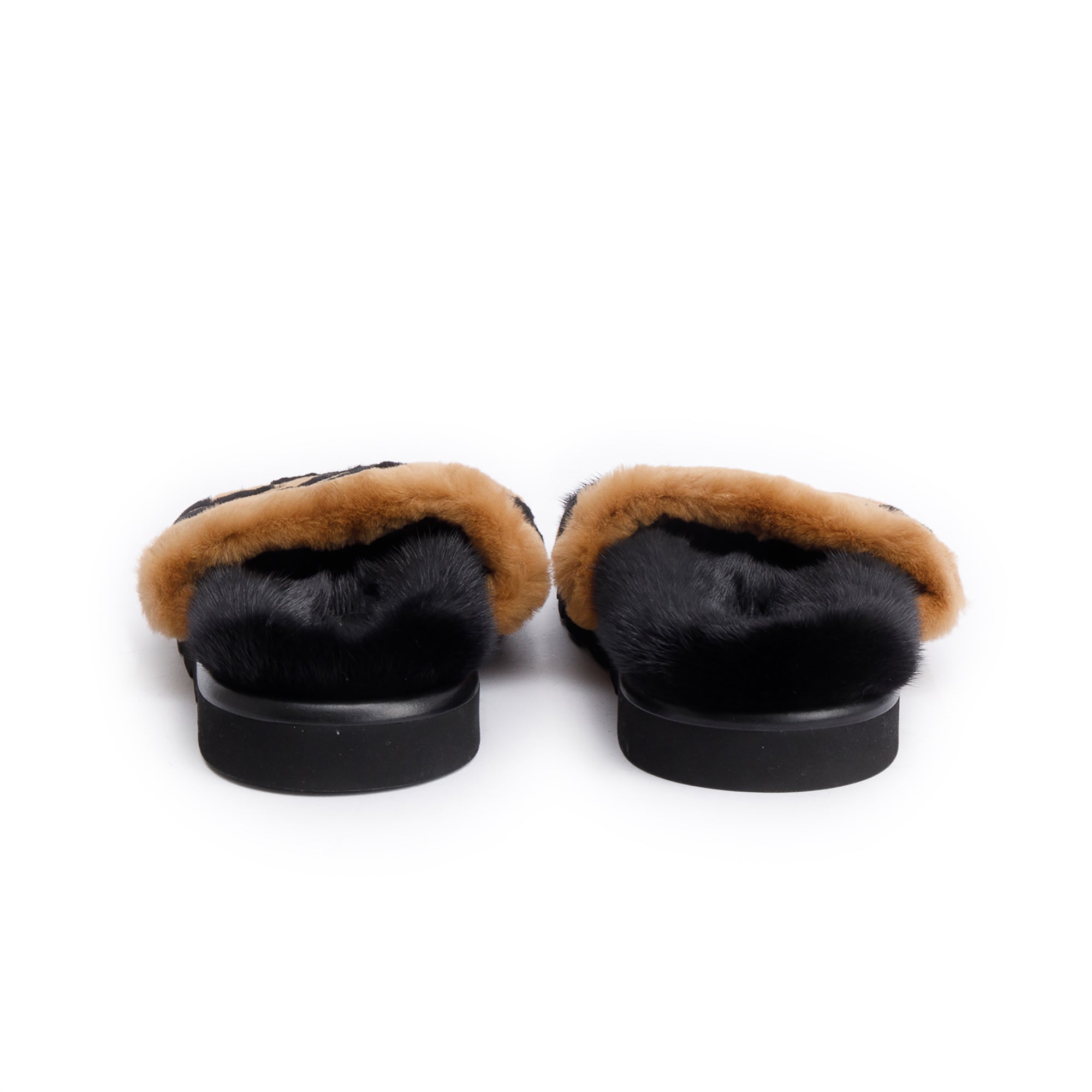 Louis Vuitton 2021 Brown/Black Giant Monogram Print Fur Mink Pool Pillow Comfort Mules, Size 40