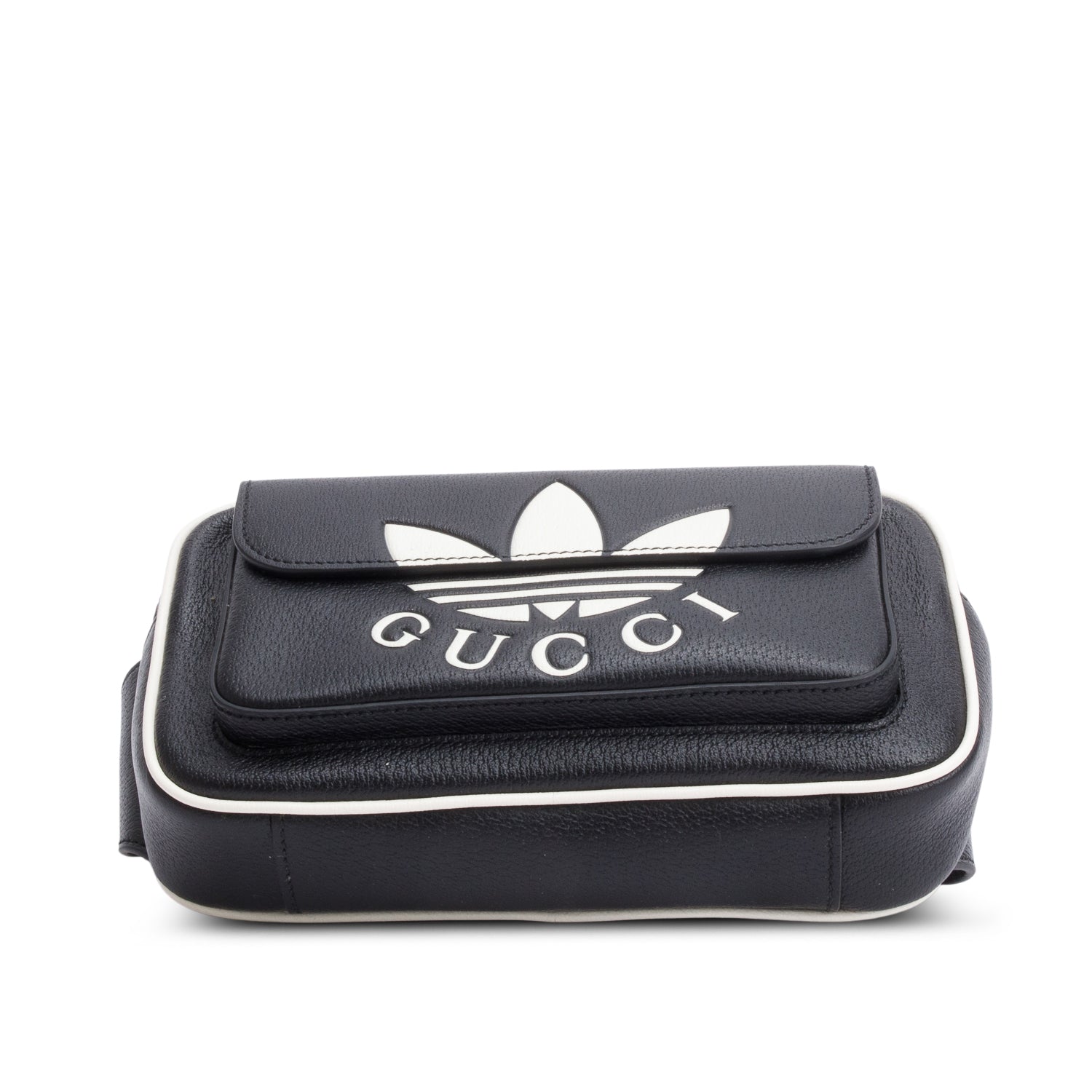 Gucci x Adidas Black Calfskin Leather Trefoil Logo Belt Bag