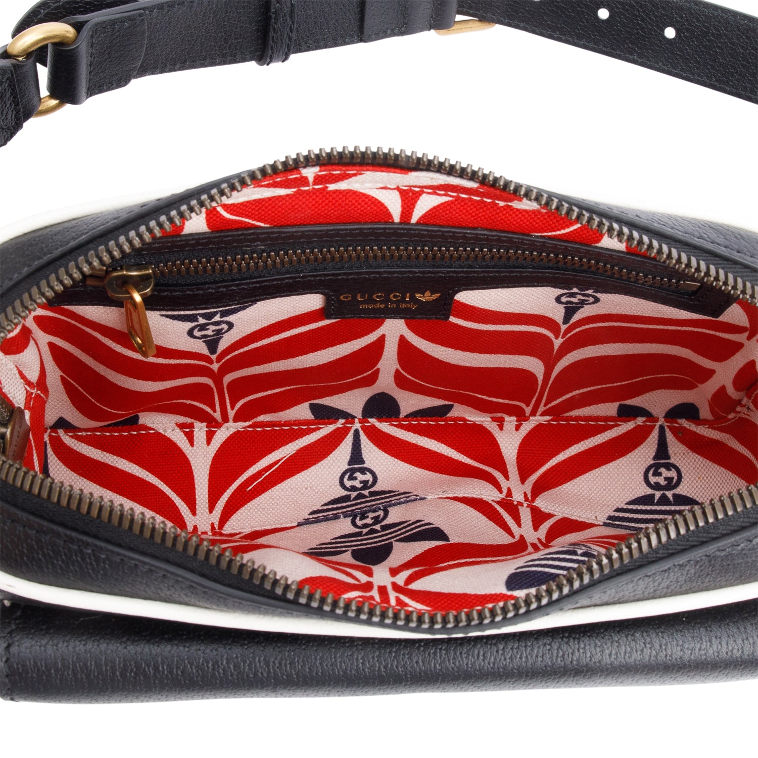 Gucci x Adidas Black Calfskin Leather Trefoil Logo Belt Bag