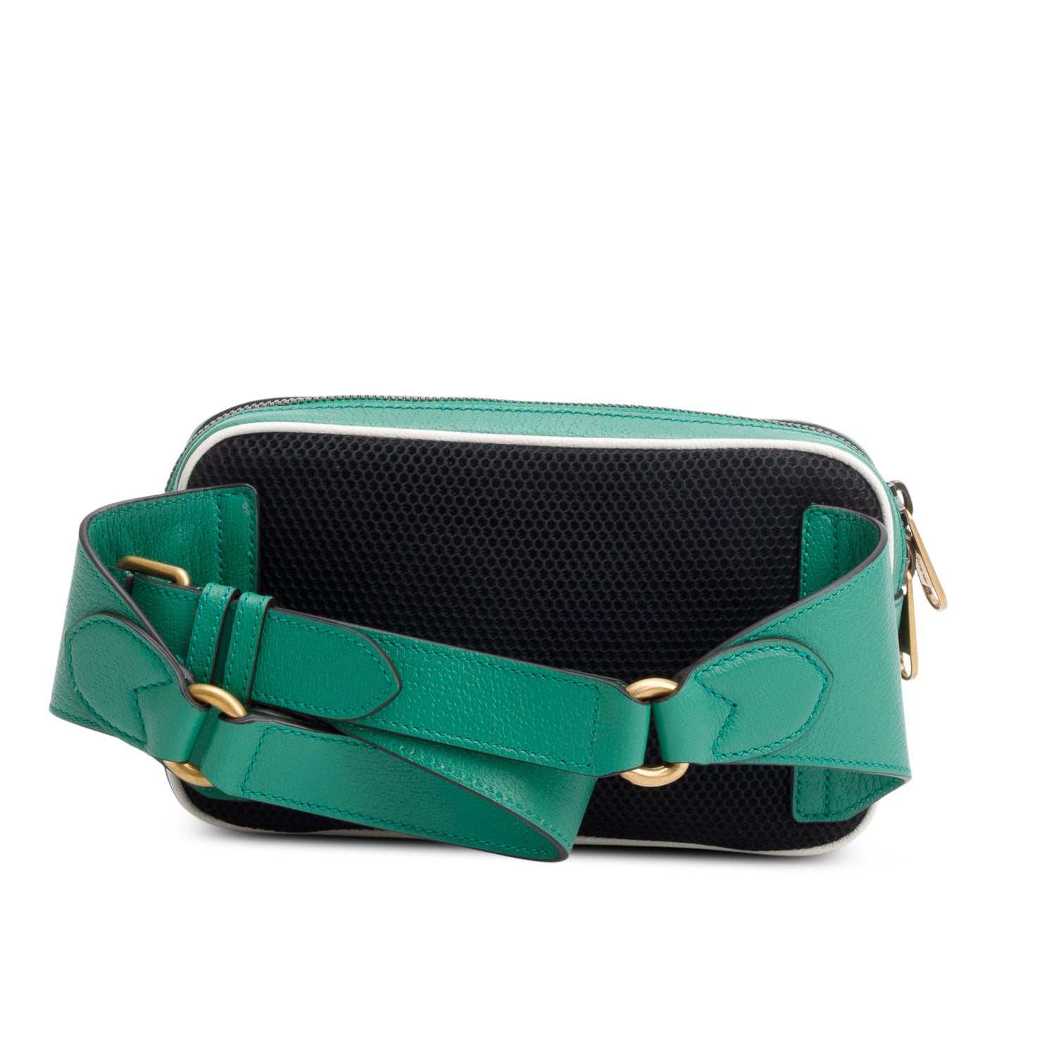 Gucci x Adidas Green Calfskin Leather Trefoil Logo Belt Bag