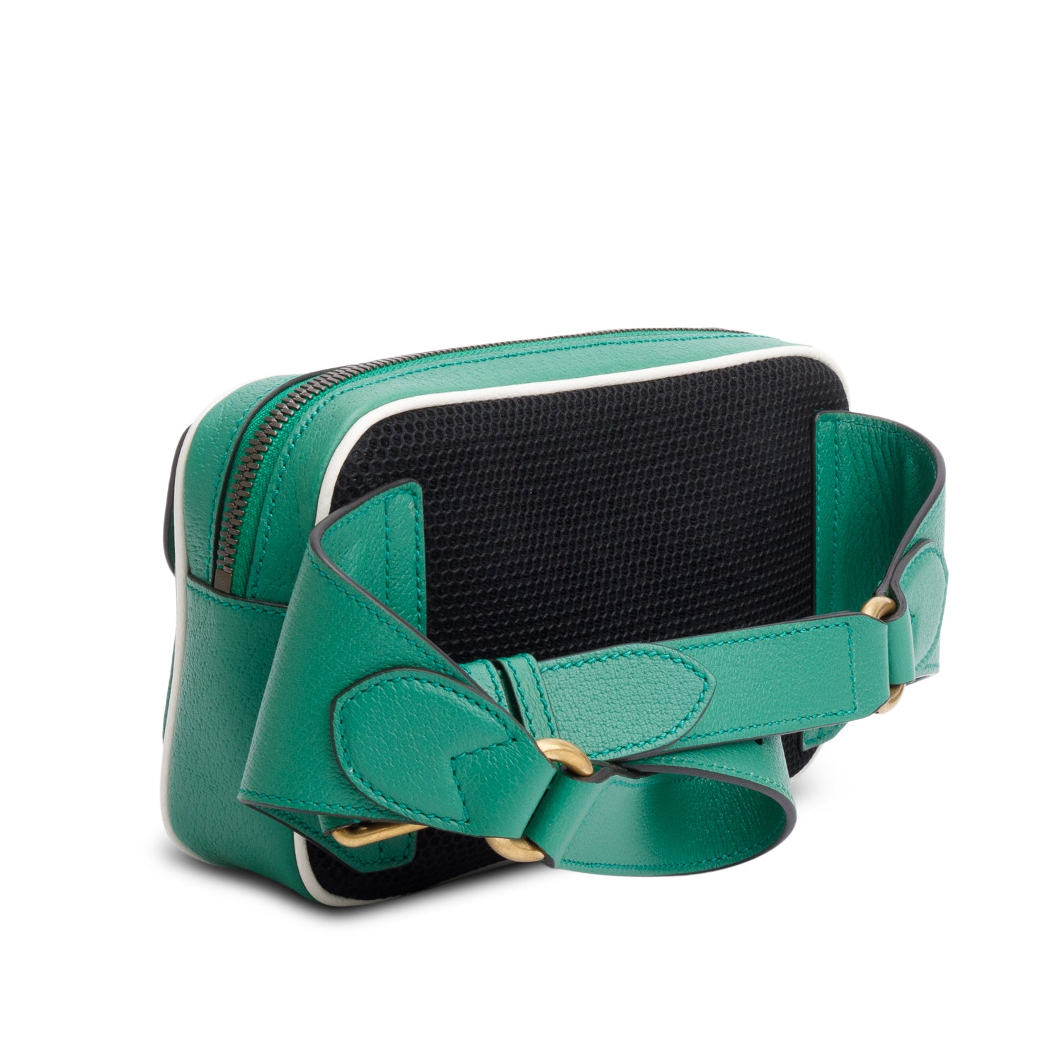 Gucci x Adidas Green Calfskin Leather Trefoil Logo Belt Bag