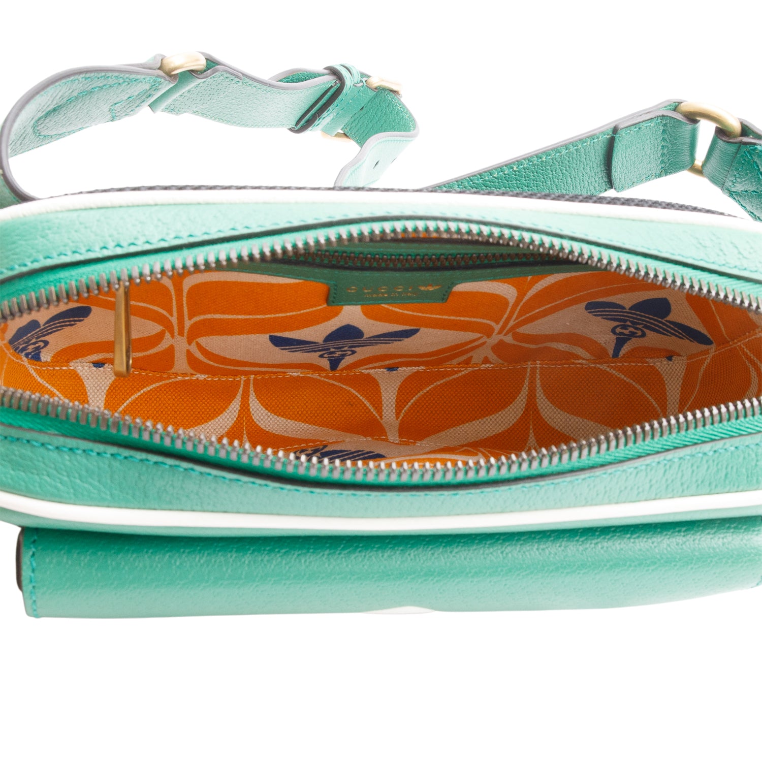 Gucci x Adidas Green Calfskin Leather Trefoil Logo Belt Bag