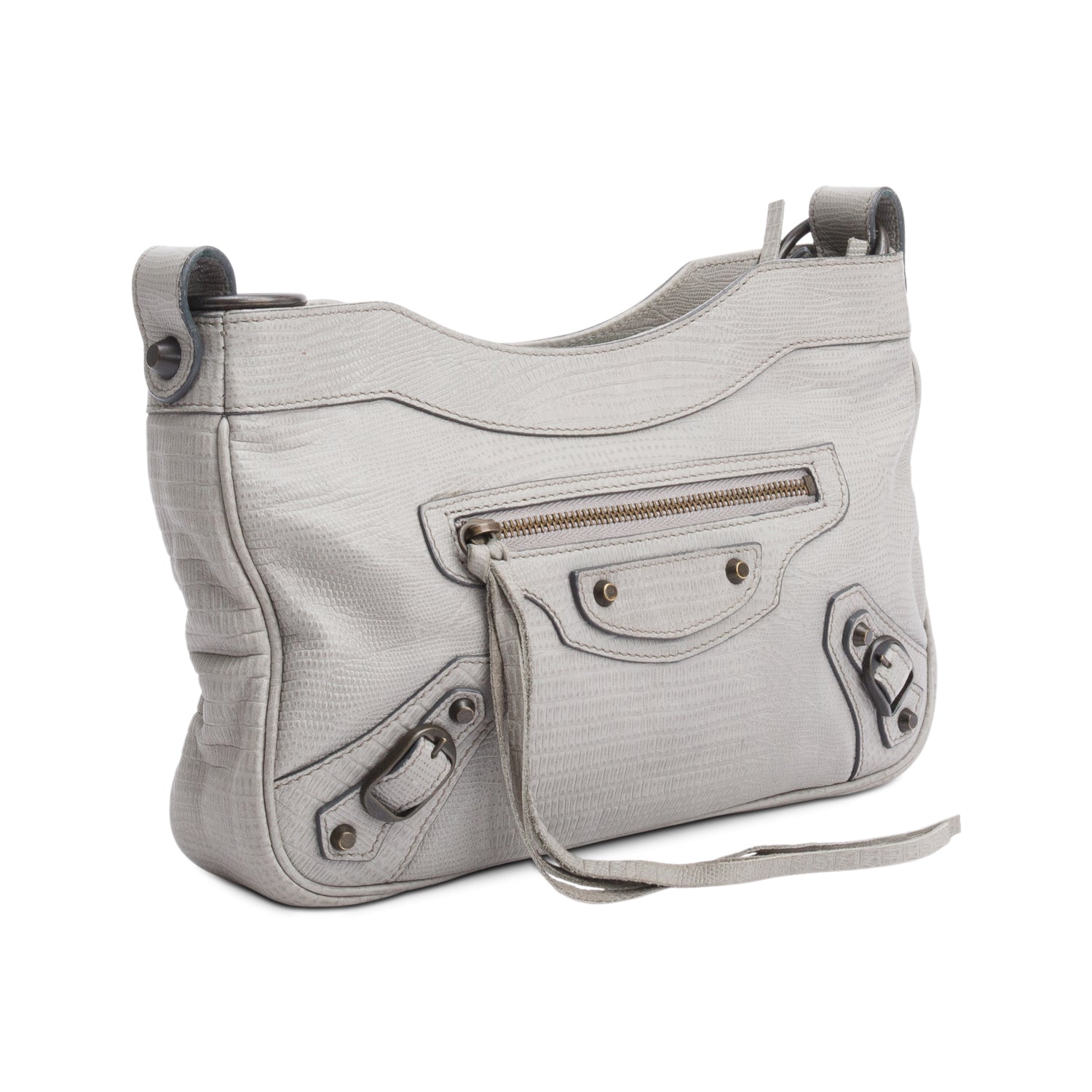 Balenciaga Grey Agneau Leather Classic Motorcycle Hip Crossbody