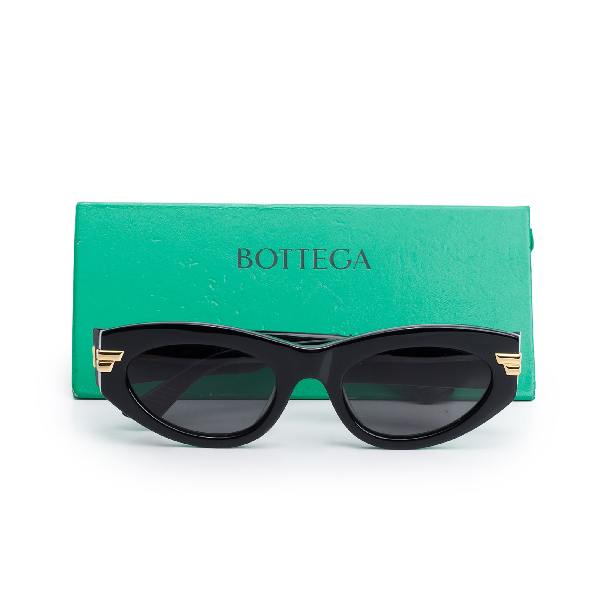 Bottega Veneta BV1189S Black Acetate Cat-Eye Sunglasses w/ Case
