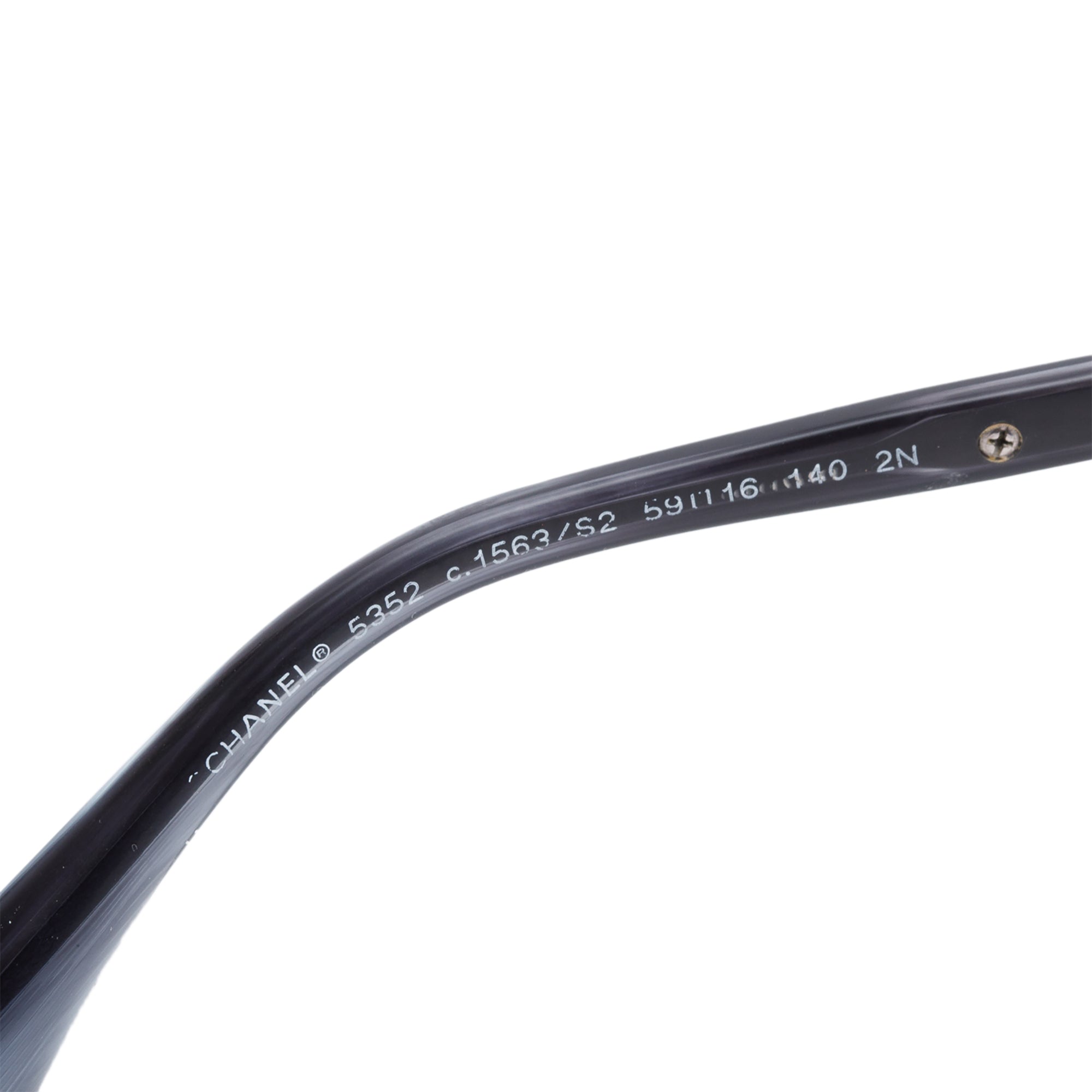 Chanel 5352 Black Acetate Chain Accent Butterfly Sunglasses w/ Case