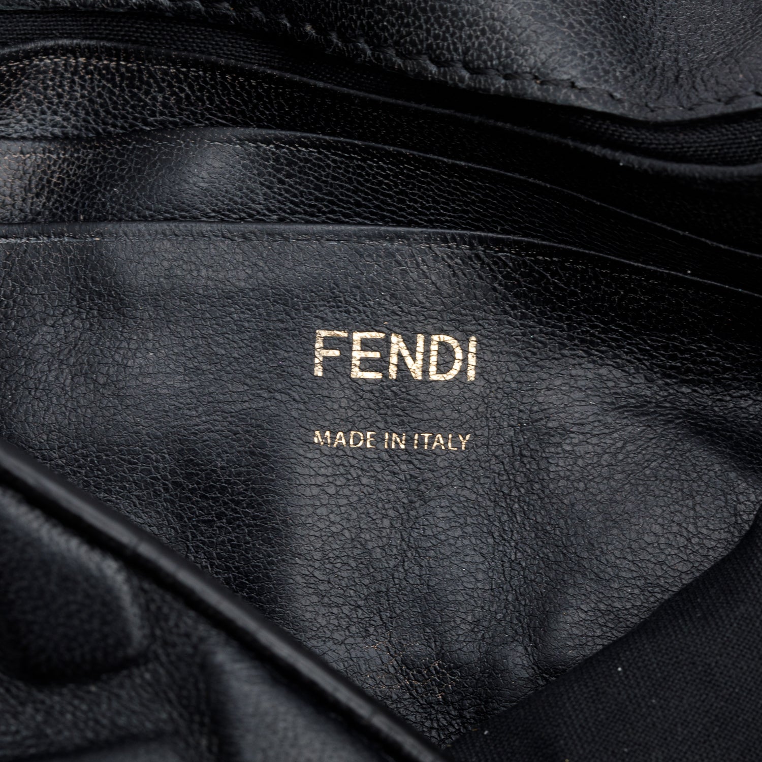Fendi Black FF Embossed Nappa Leather Mini Be Baguette Bag w/ Straps