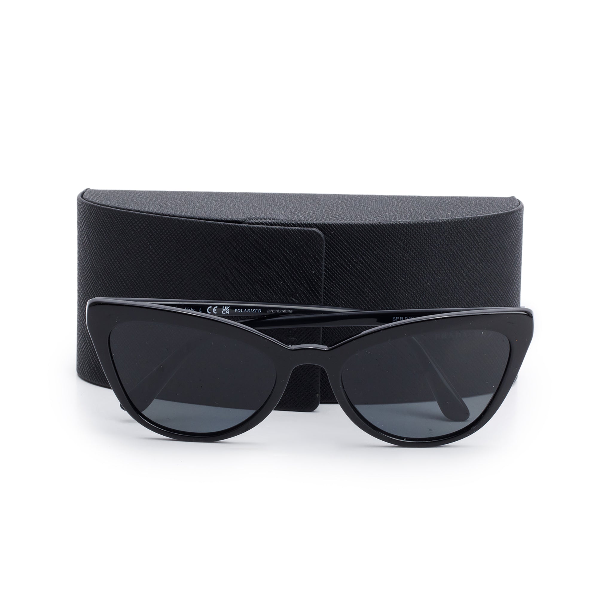 Prada SPR 01V Black Acetate Cat Eye Sunglasses w/ Case