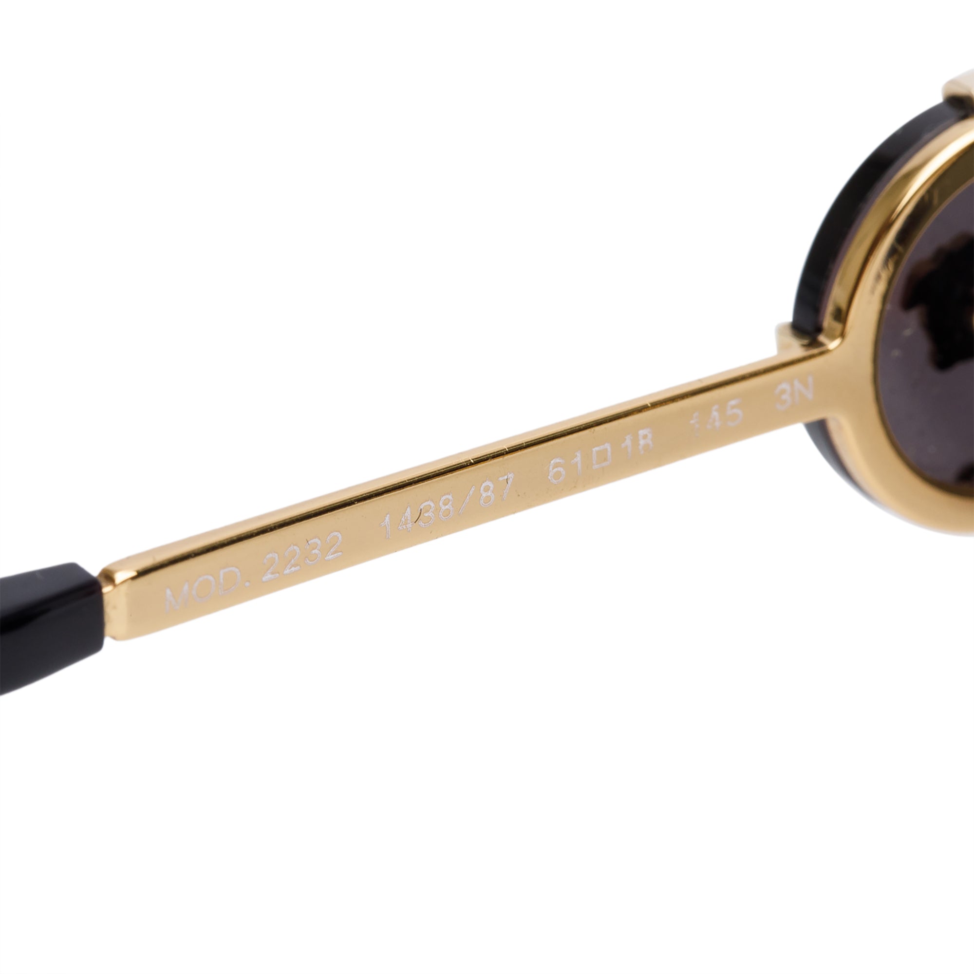 Versace 2232 Gold-Tone Metal Black Acetate Icon Medusa Aviator Sunglasses w/ Case