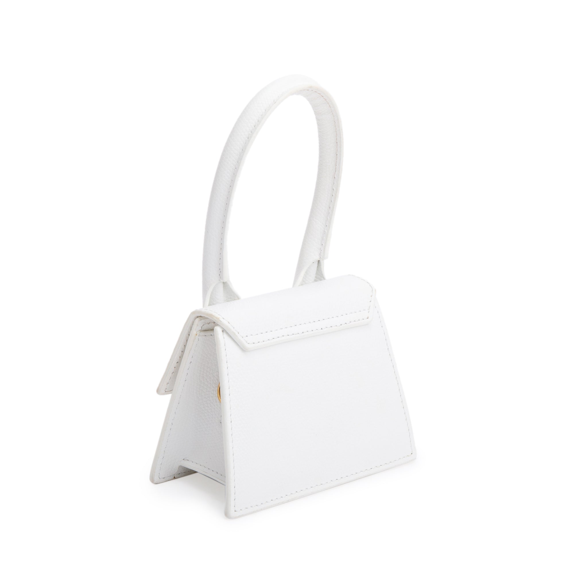 Jacquemus White Calfskin Leather Mini Signature Le Chiquito Handle Bag w/ Strap