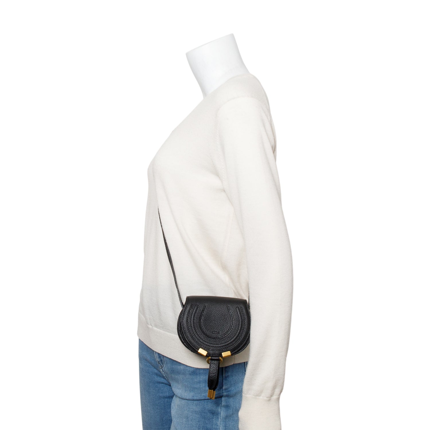 Chloe Black Calfskin Leather Nano Marcie Crossbody Bag w/ Authenticity Card