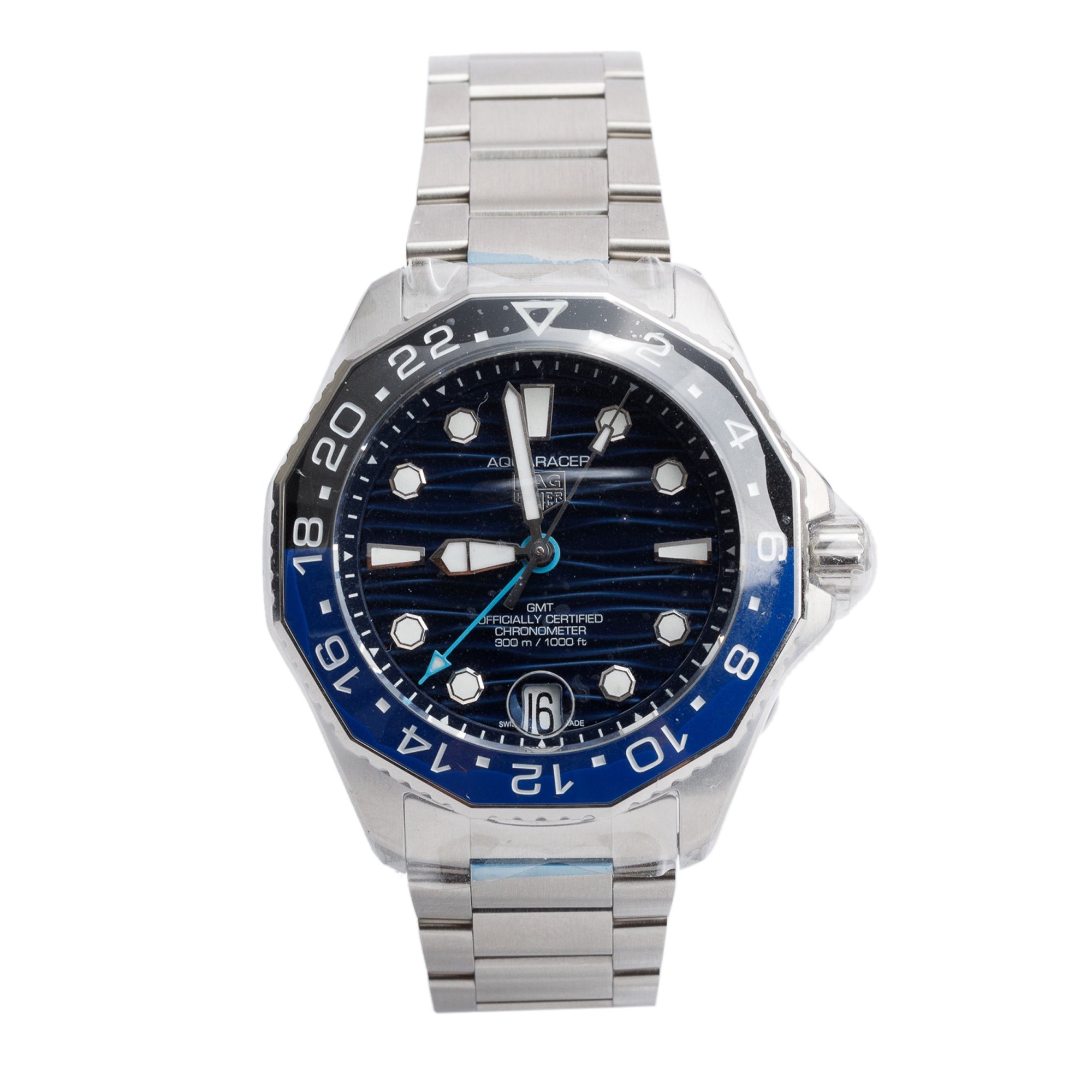 Tag Heuer Stainless Steel Aquaracer Professional 300M GMT 42 MM Automatic Watch WBP5114 w/ Box