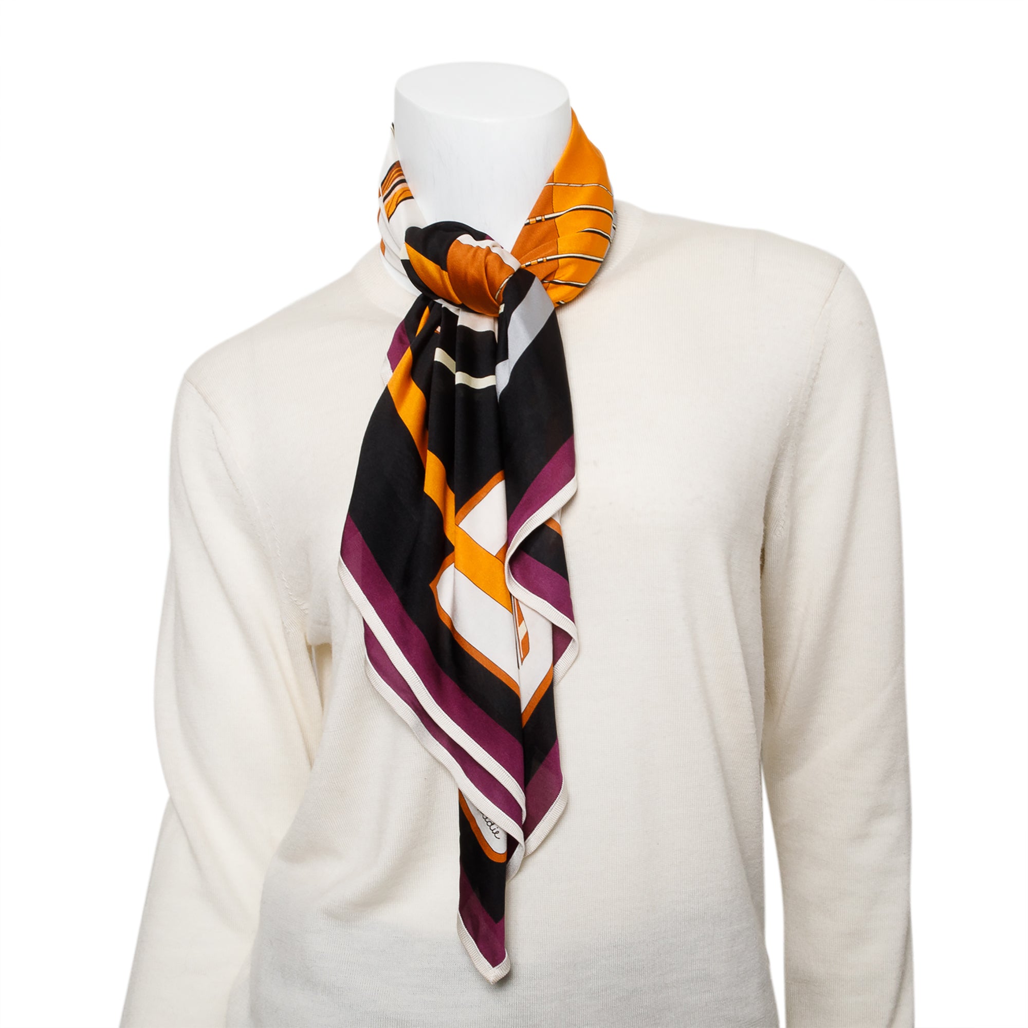 Hermes Multicolor 'Arcs En Ciel' Silk Scarf 90