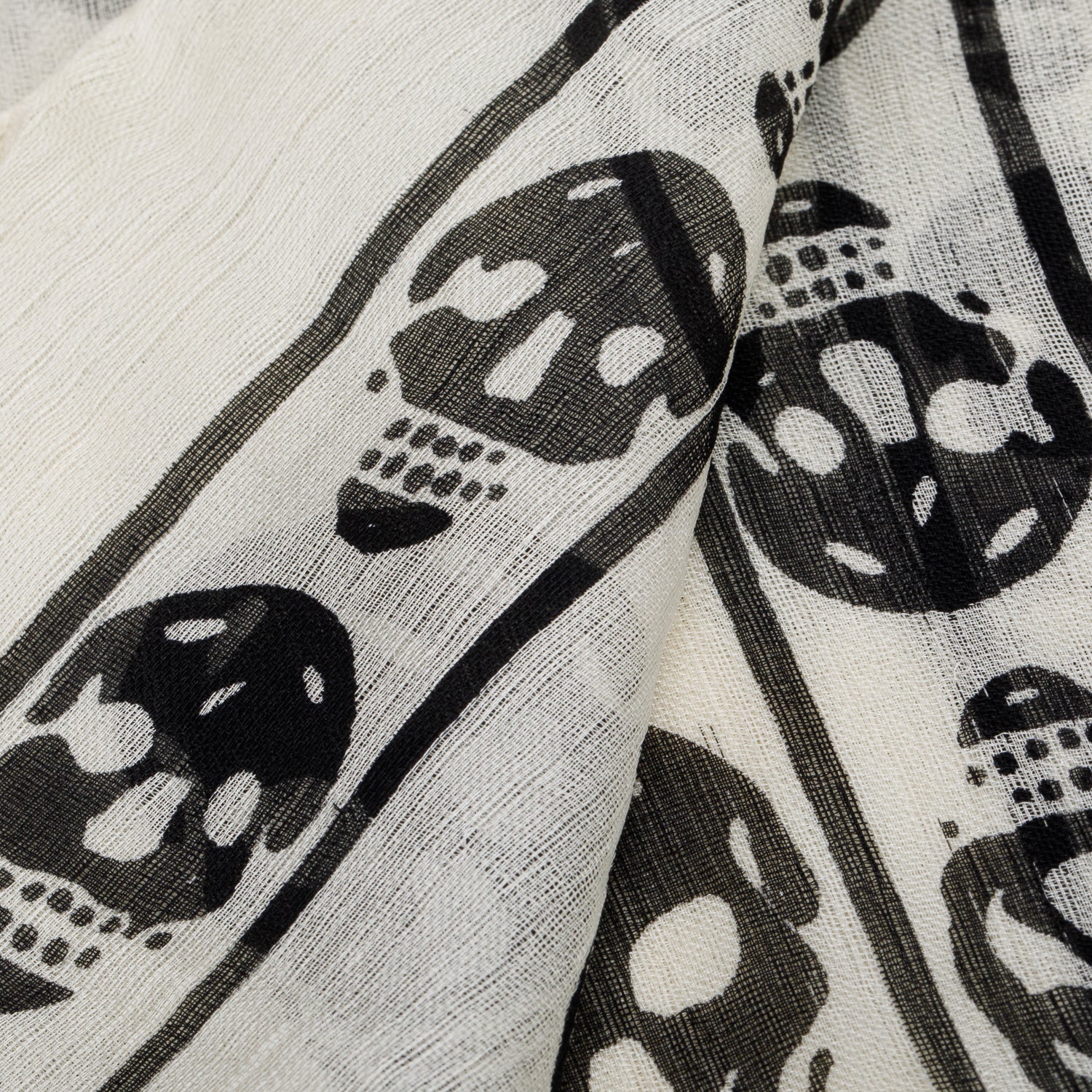Alexander McQueen White/Black Skull Printed Silk Scarf