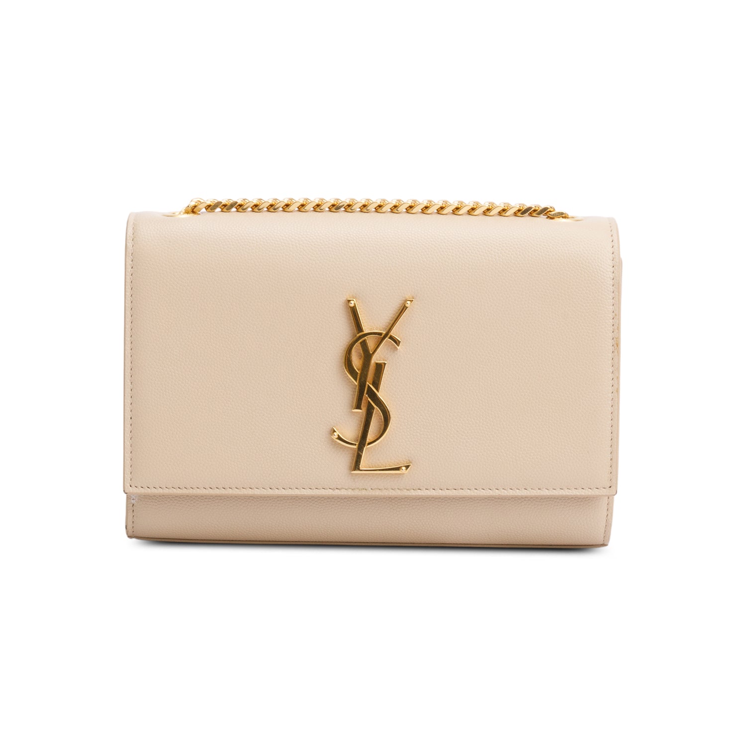 Saint Laurent Nude Grain De Poudre Leather Small Monogram Kate Bag w/ Box & Receipt