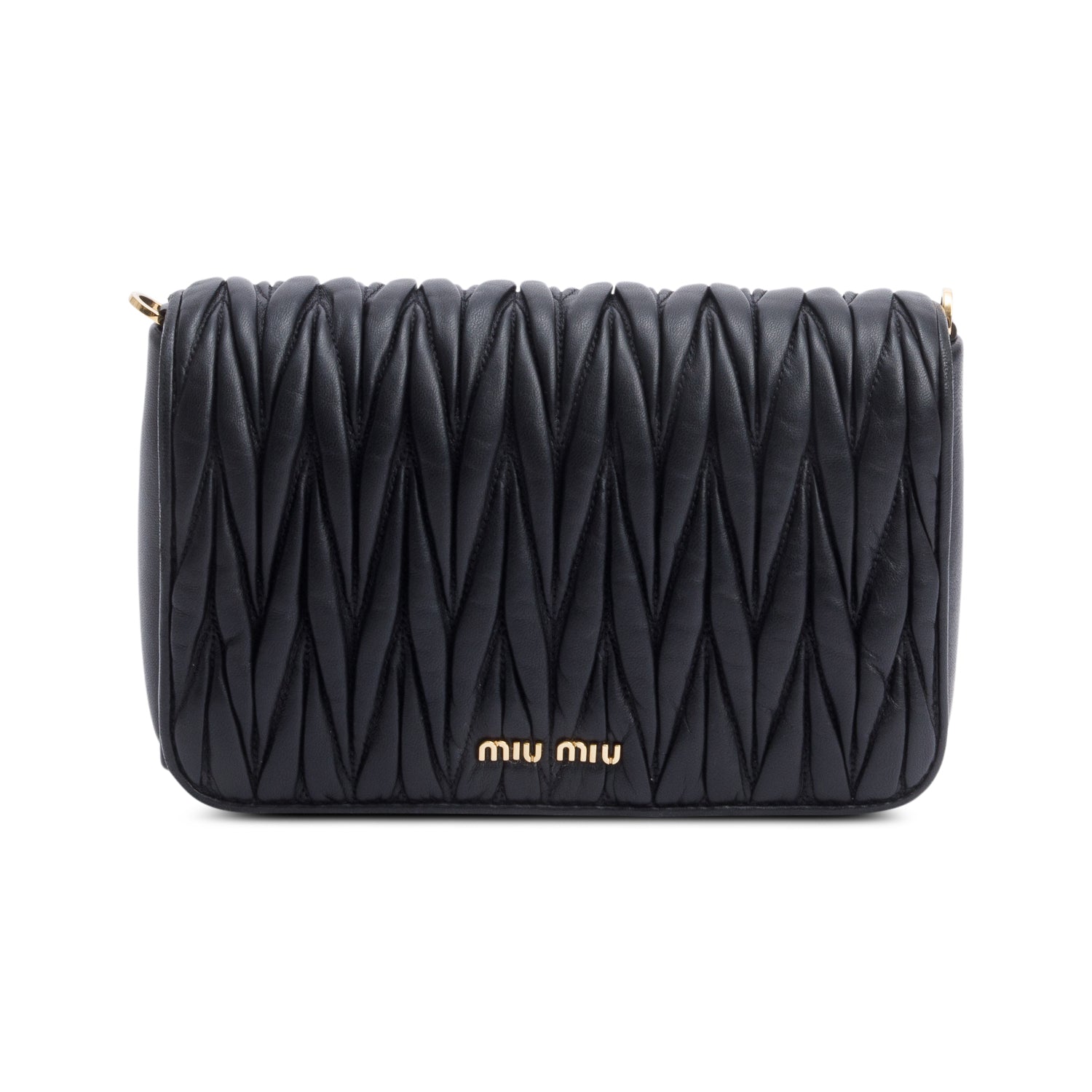 Miu Miu Black Nappa Leather Small Flap Crossbody Bag w/ Authenticity card