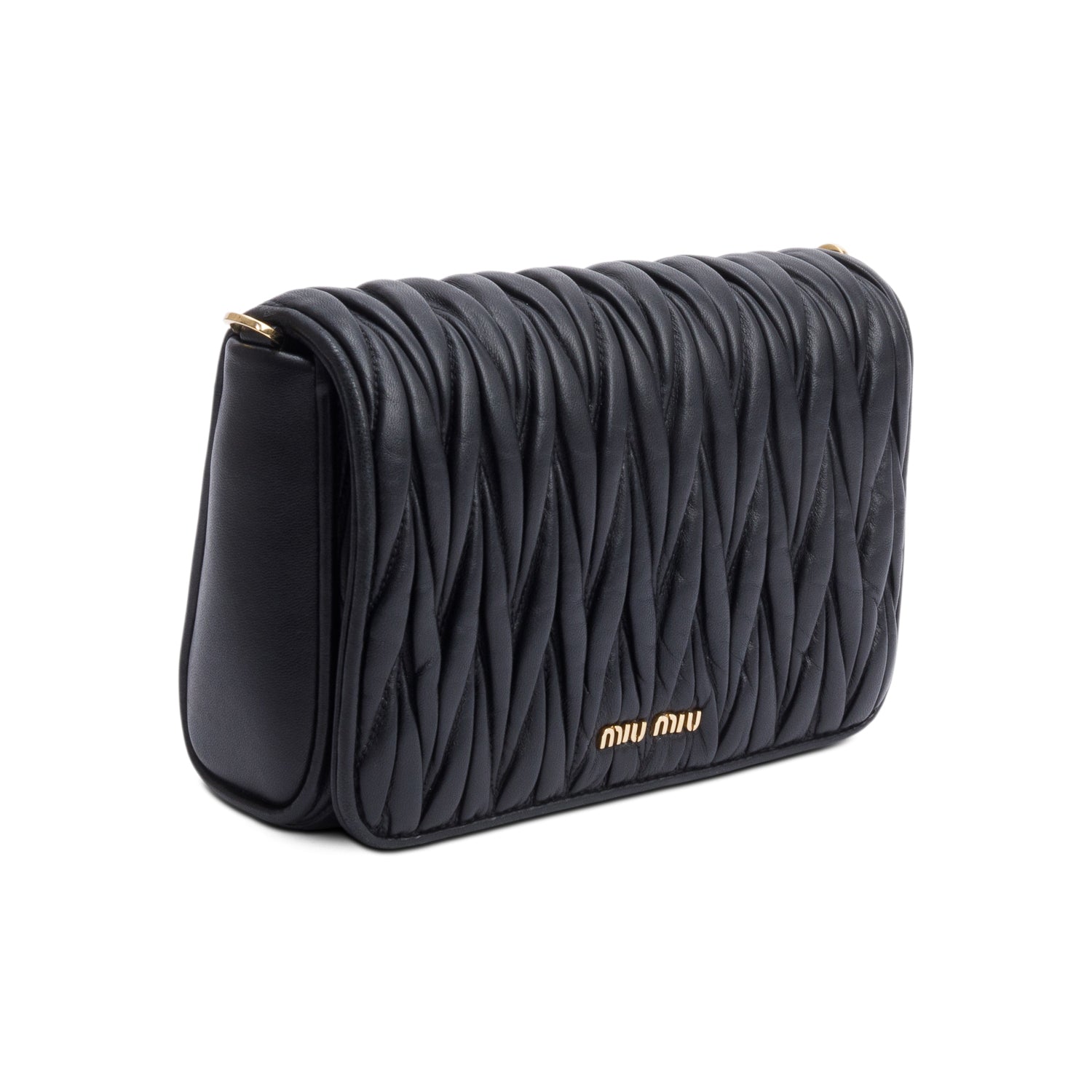 Miu Miu Black Nappa Leather Small Flap Crossbody Bag w/ Authenticity card