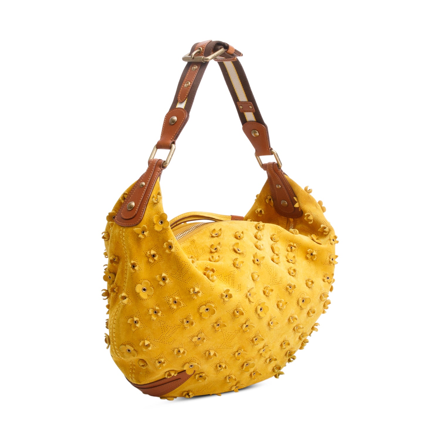 Louis Vuitton Limited Edition Maize Monogram Suede Onatah Fleurs GM Bag