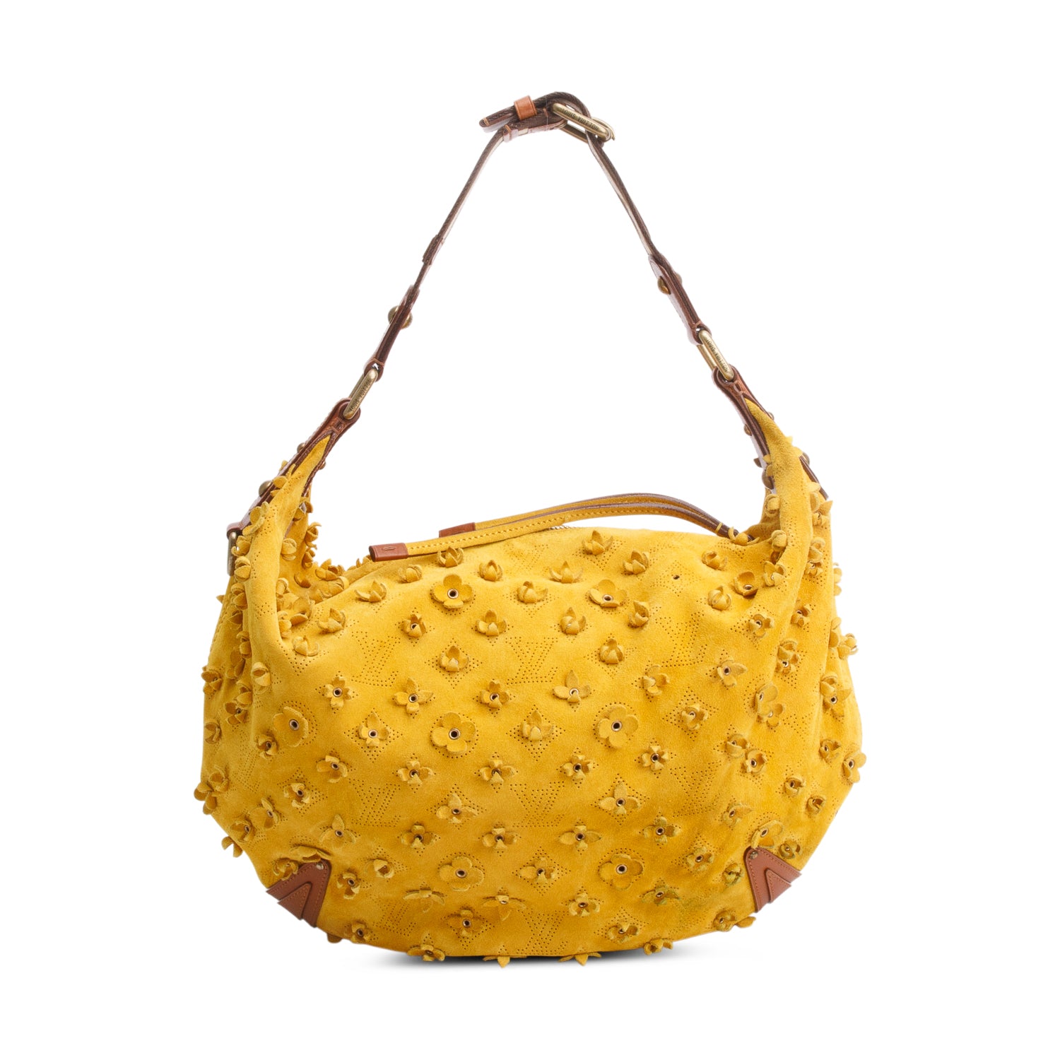 Louis Vuitton Limited Edition Maize Monogram Suede Onatah Fleurs GM Bag