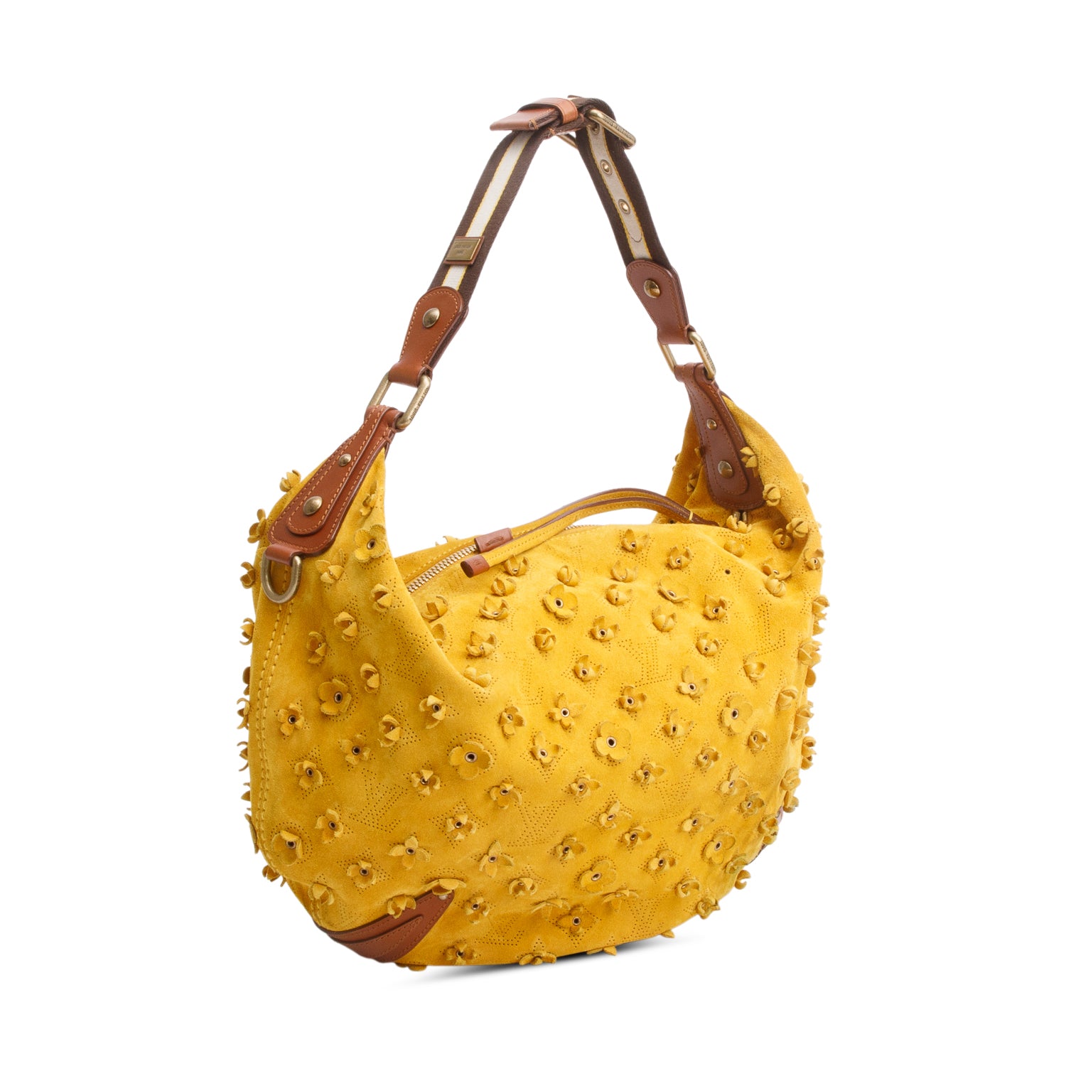 Louis Vuitton Limited Edition Maize Monogram Suede Onatah Fleurs GM Bag