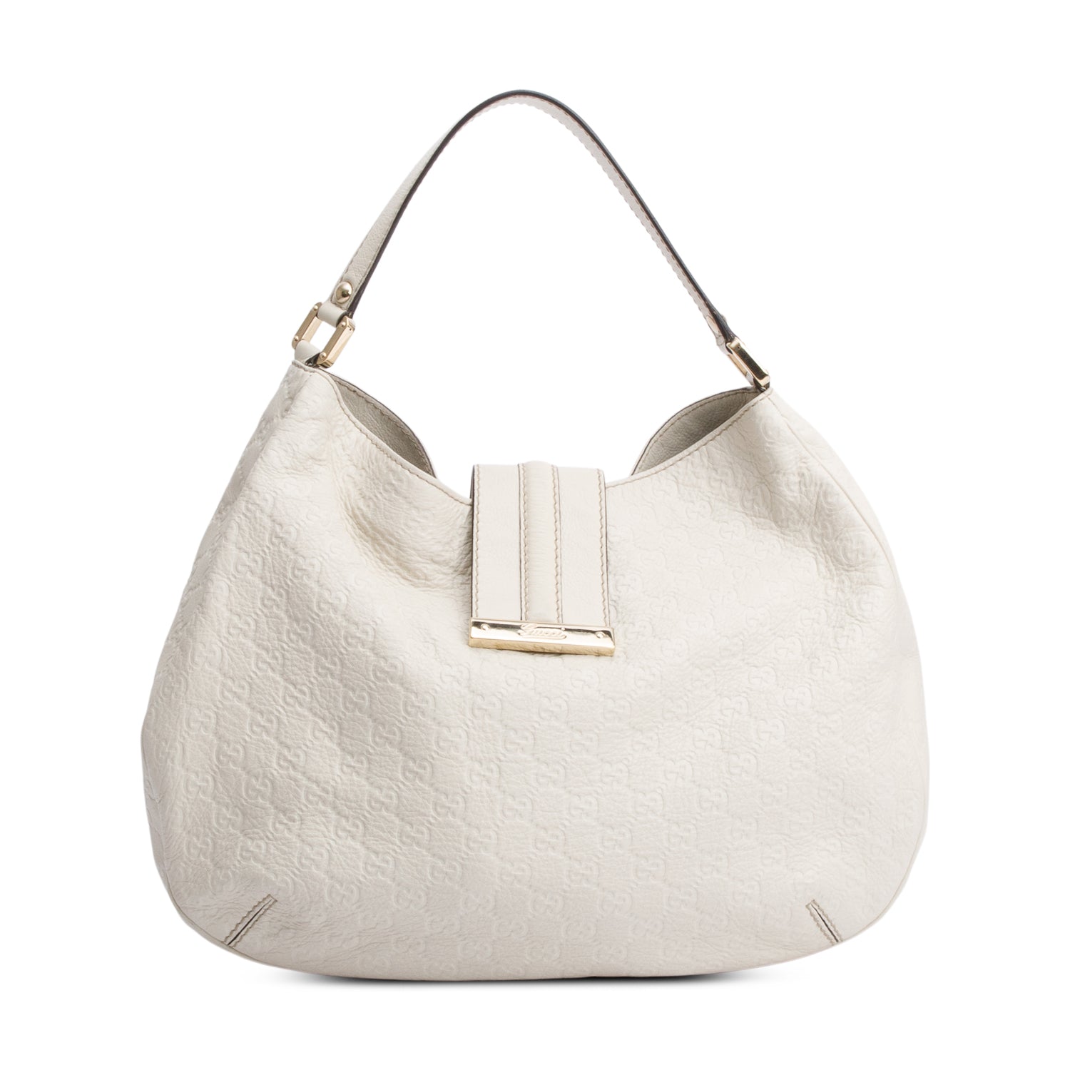 Gucci White Signature Leather Large New Ladies Hobo Bag