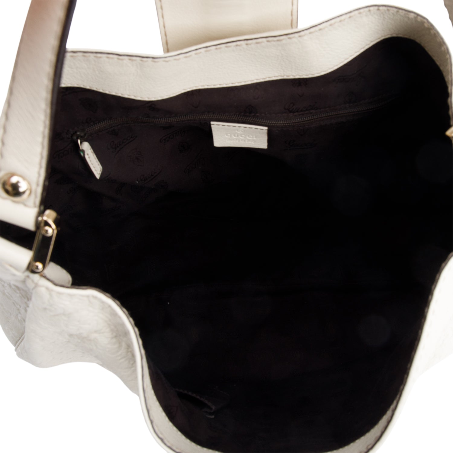 Gucci White Signature Leather Large New Ladies Hobo Bag