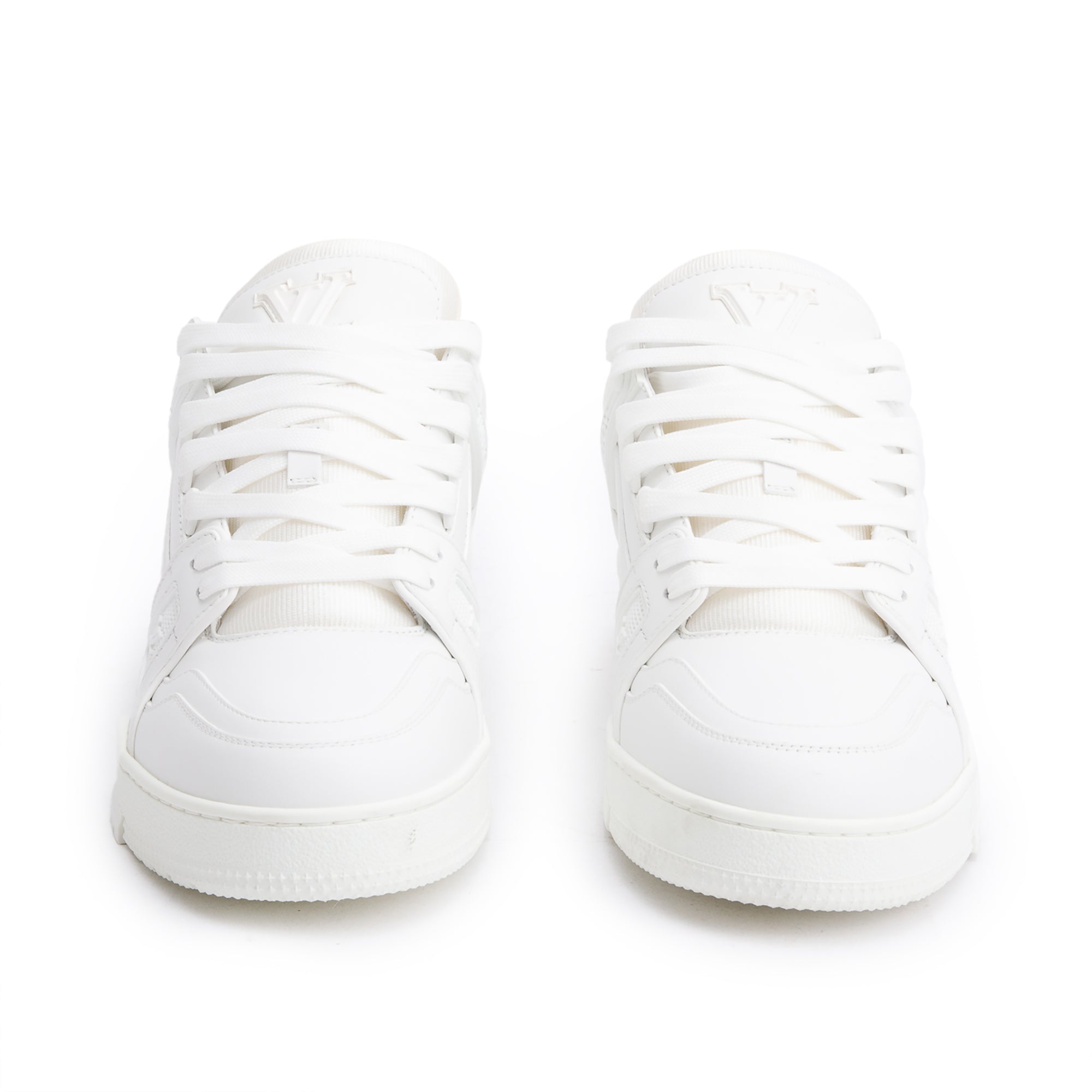 Louis Vuitton 2022 White Calfskin Leather Trainer Sneakers, Size 8