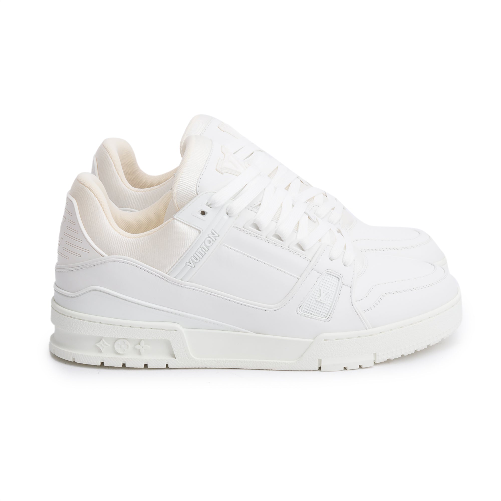 Louis Vuitton 2022 White Calfskin Leather Trainer Sneakers, Size 8