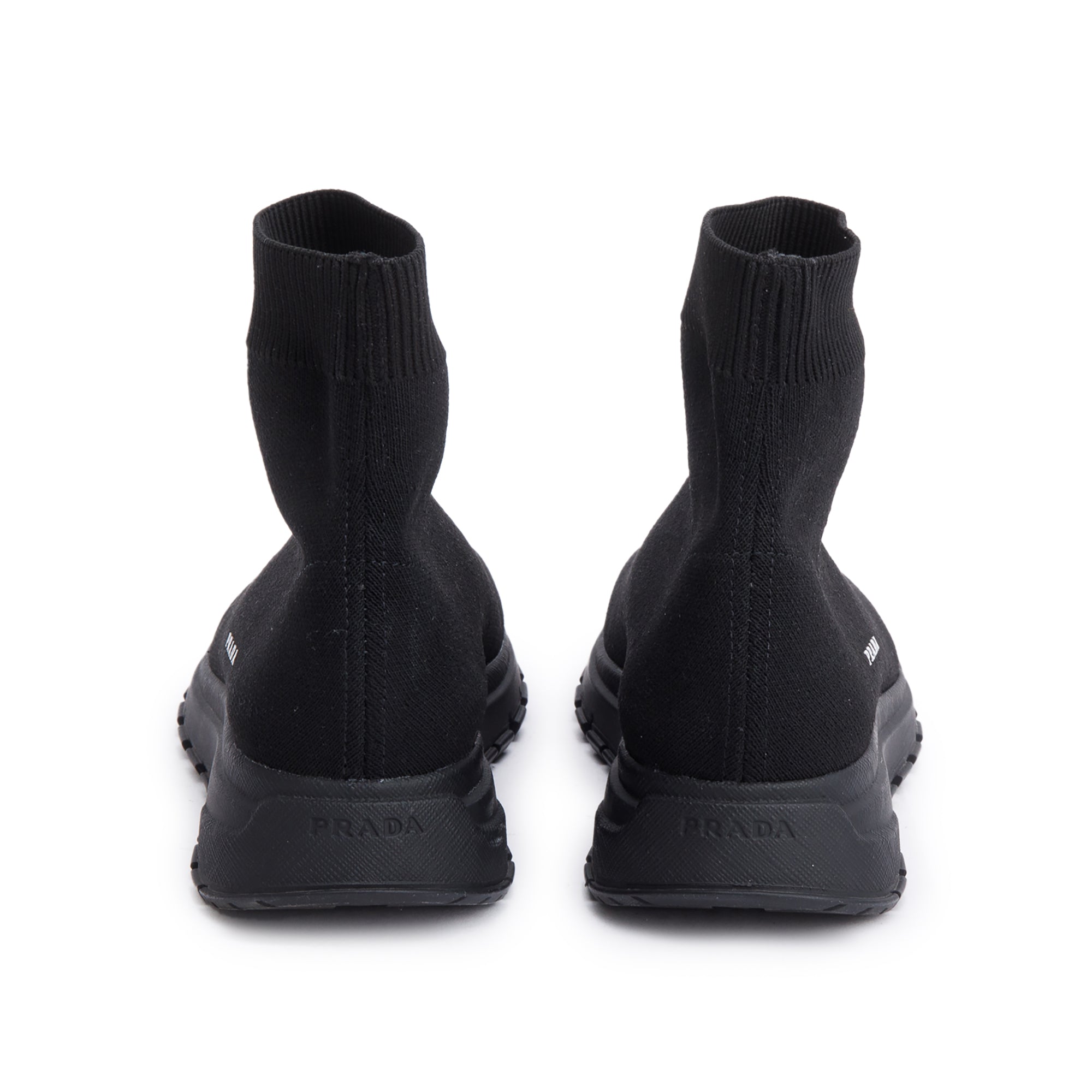 Prada Black Knit High-Top Sneakers, Size 35