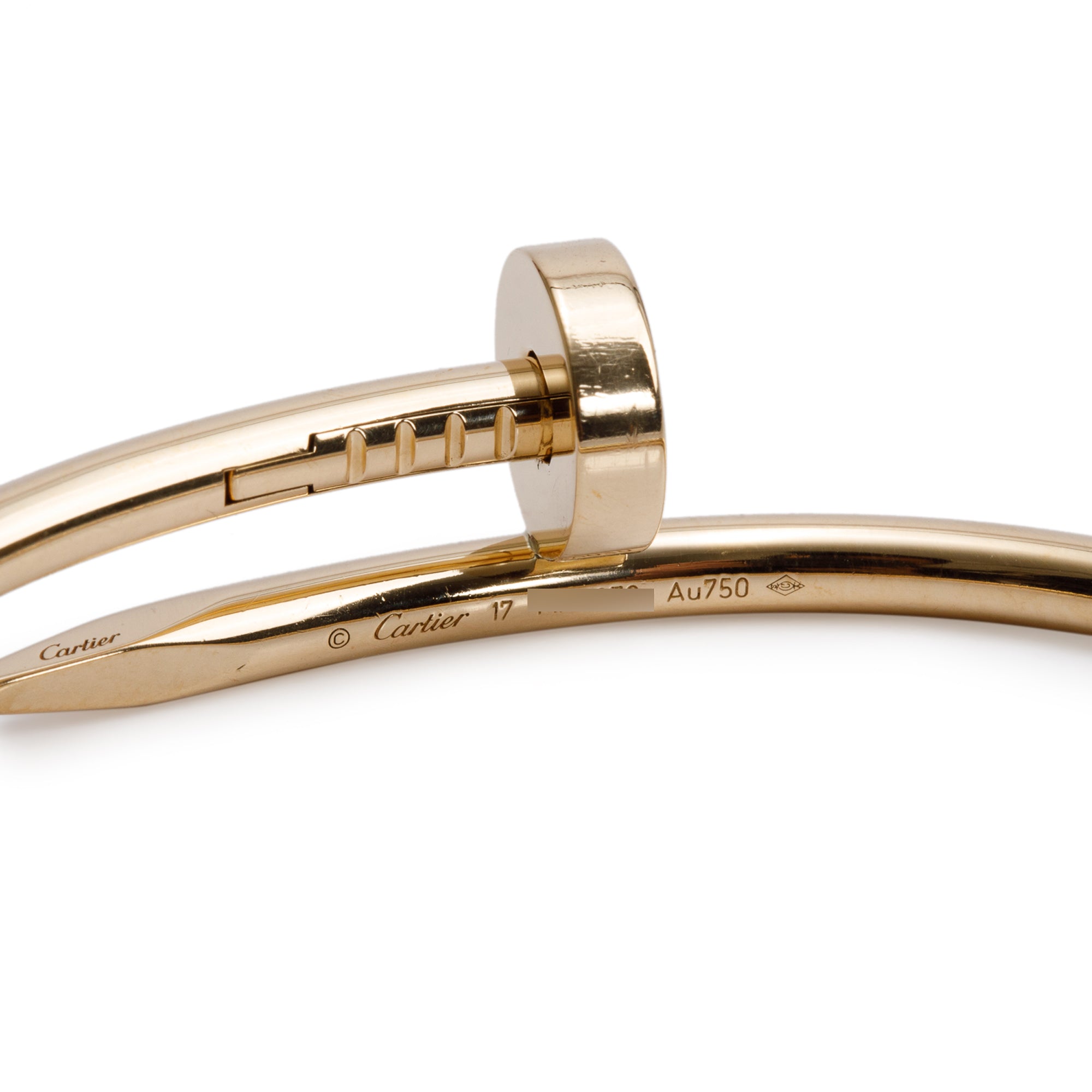 Cartier 2024 18k Yellow Gold Juste Un Clou Bracelet, Size 17 w/ Box & Certificate