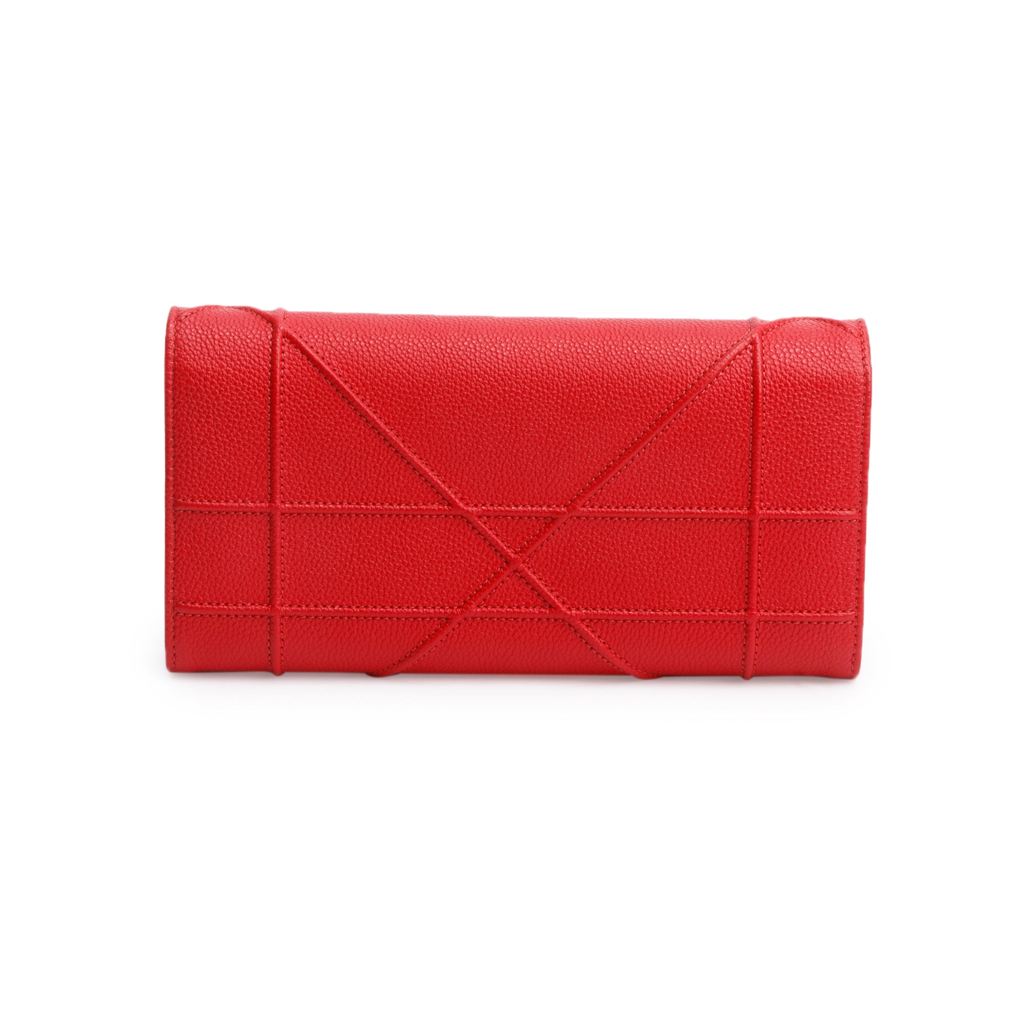 Christian Dior Red Grained Calfskin Leather Diorama Croisiere Wallet on Chain w/ Box