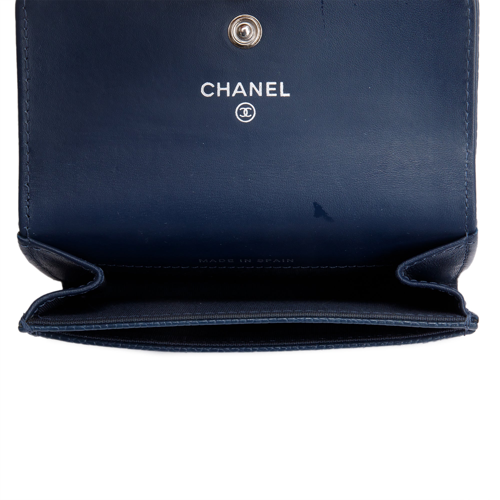 Chanel Navy Blue Caviar Leather Timeless CC Flap Card Holder