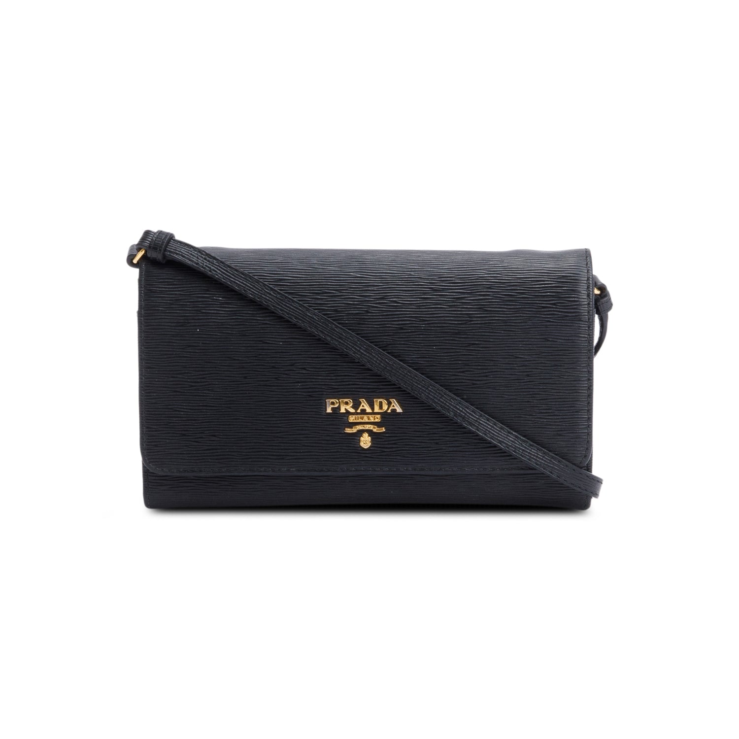 Prada Black Vitello Move Flap Crossbody Bag