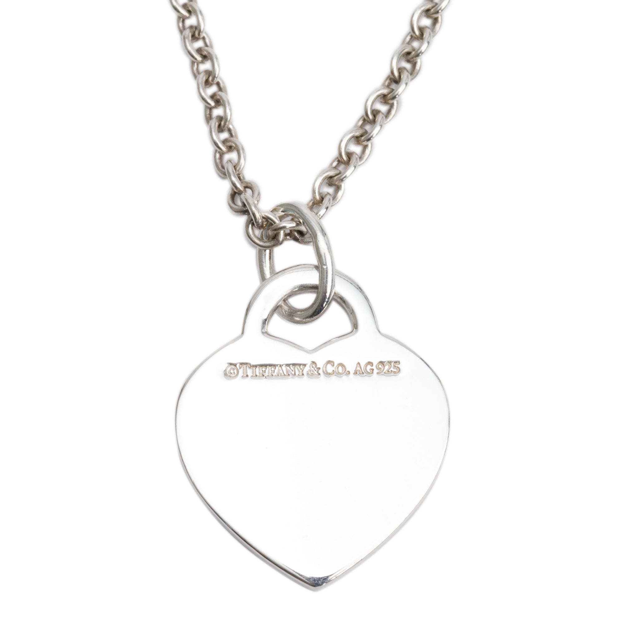 Tiffany & Co. Sterling Silver Letter 'D' Medium Heart Tag Pendant Necklace