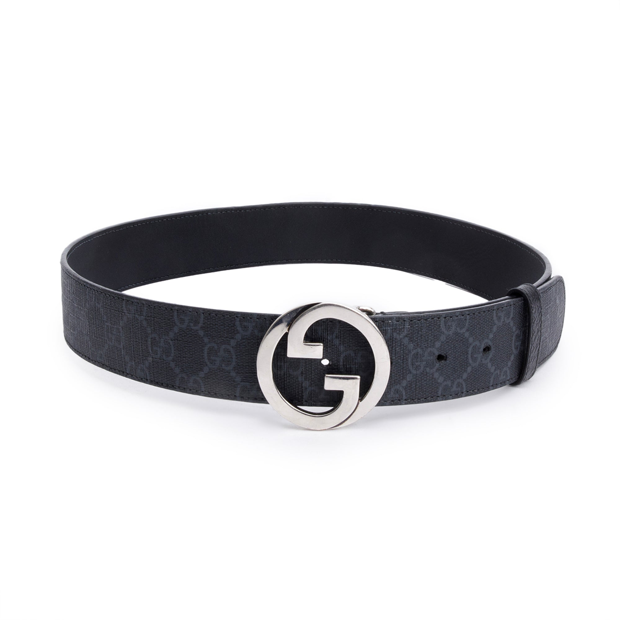 Gucci Black GG Canvas Interlocking G Blondie Belt 80 32