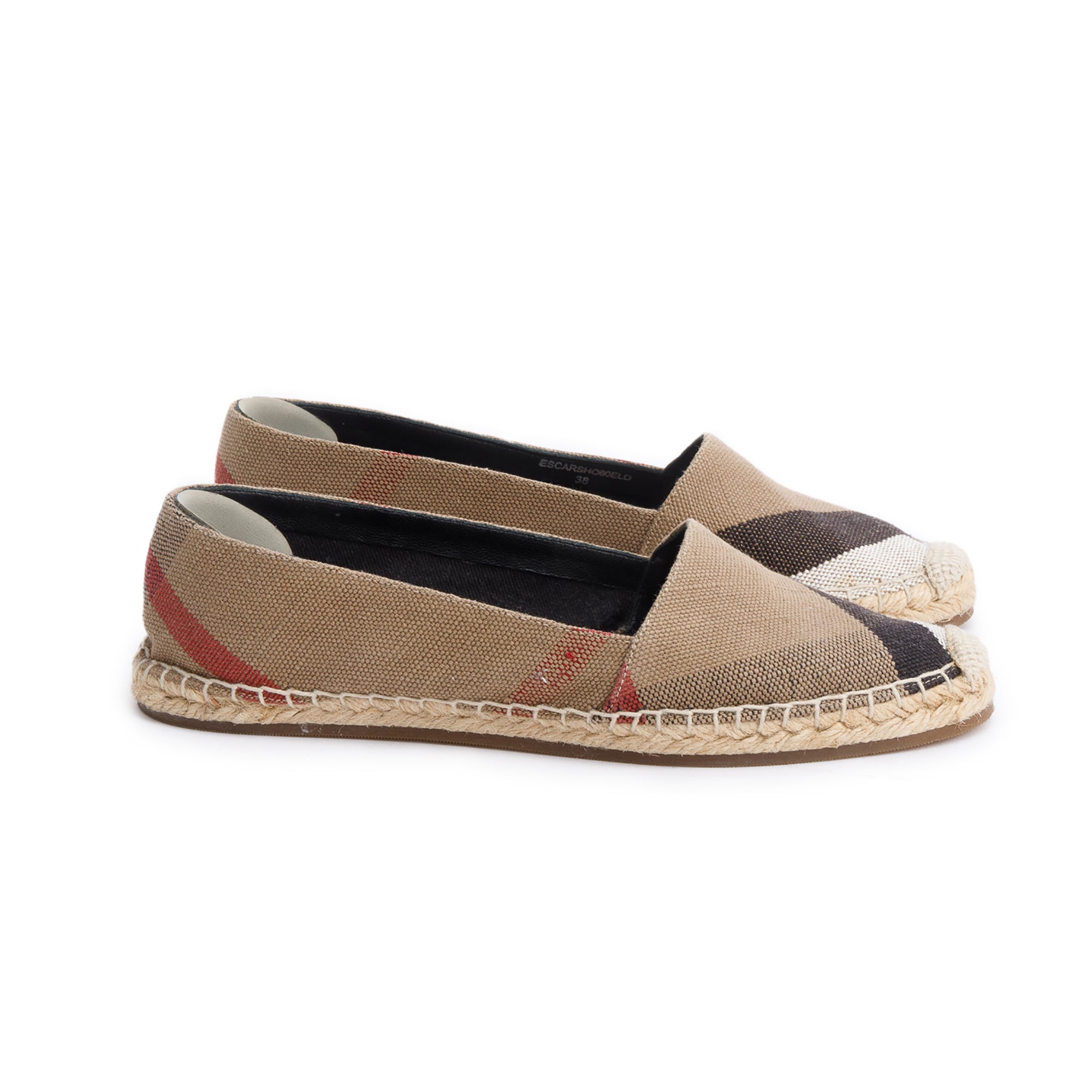Burberry Beige Check Mews Espadrilles, Size 38