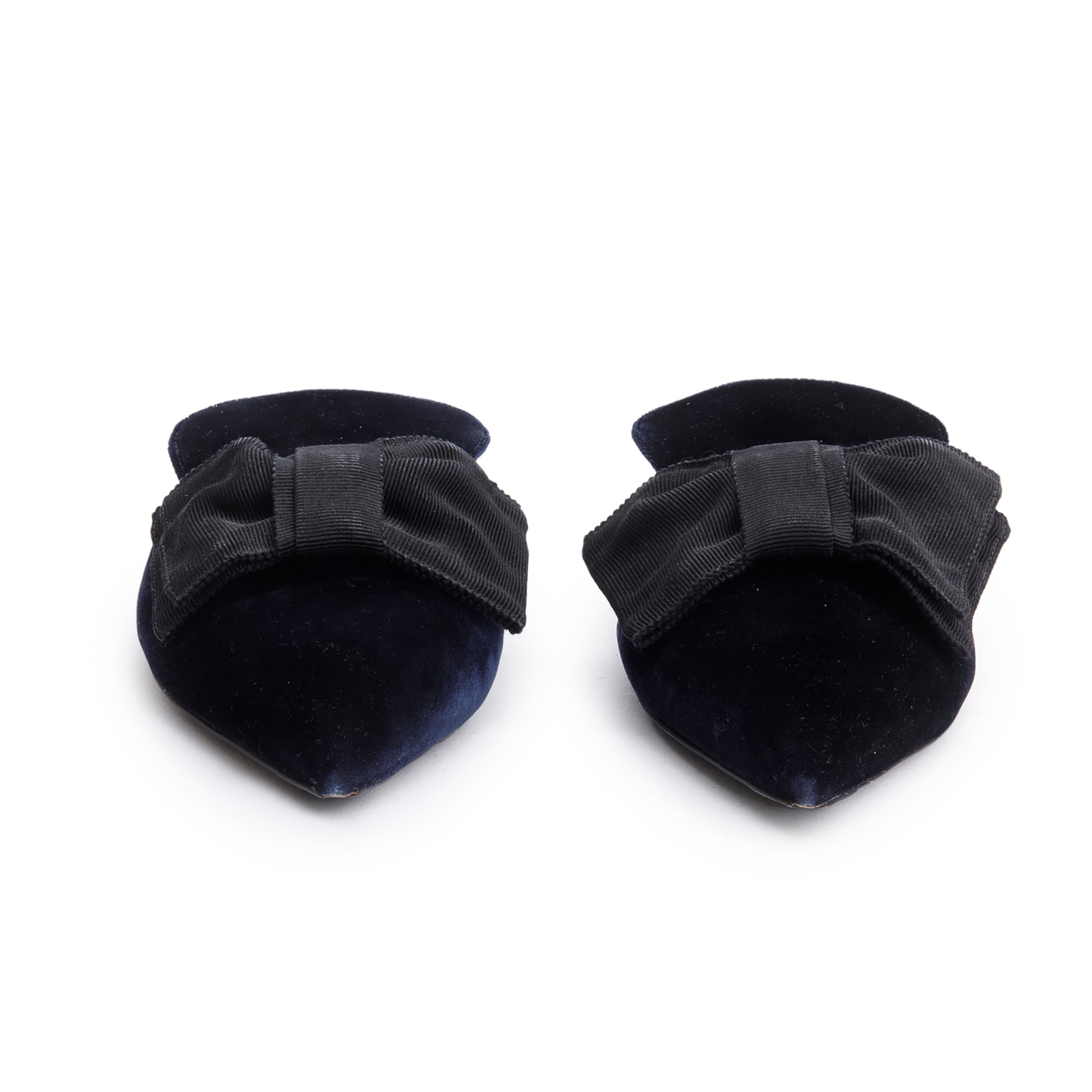 Prada Black Velvet Bow Accent Mules, Size 38