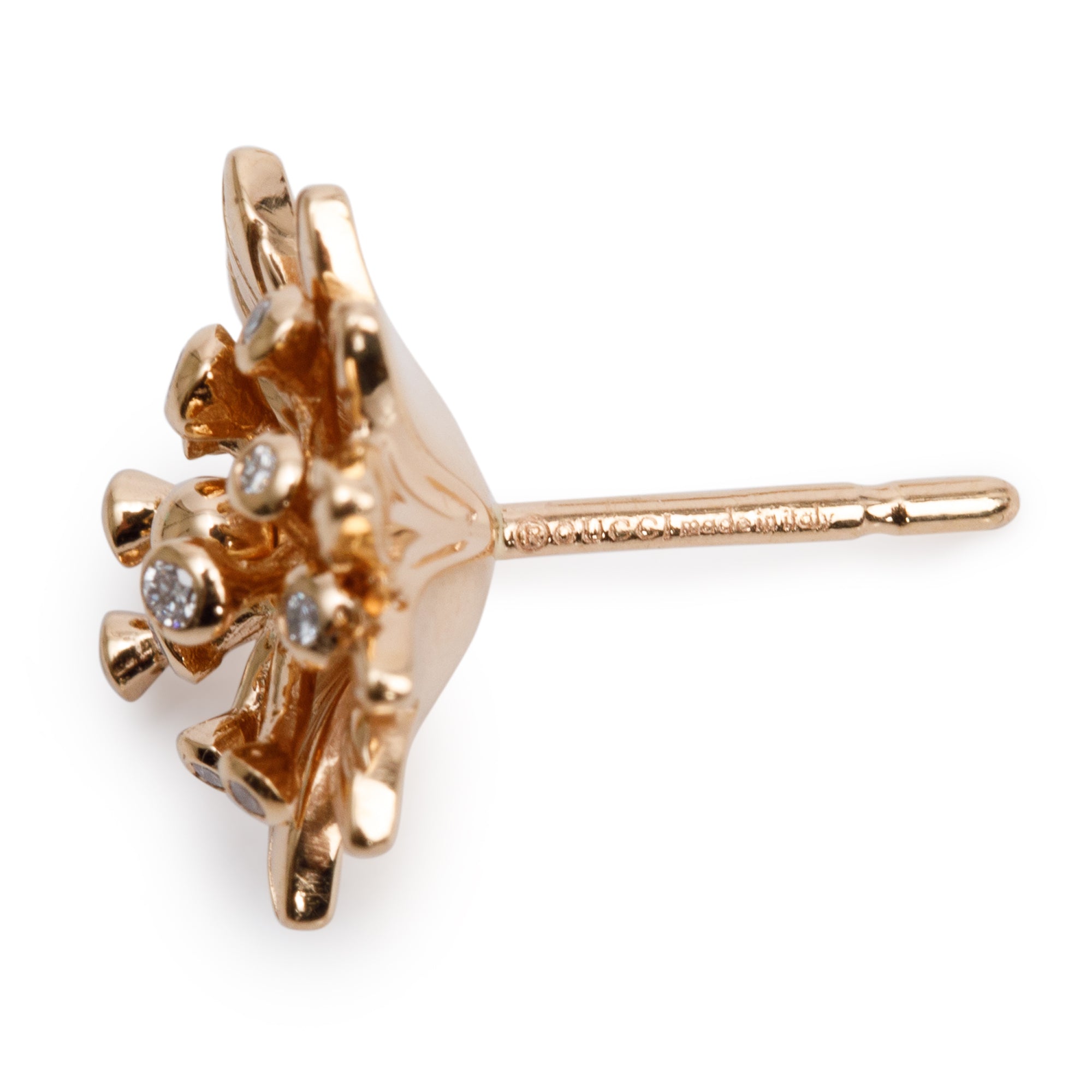 Gucci 18k Rose Gold Diamond Flower Stud Earrings w/ Box