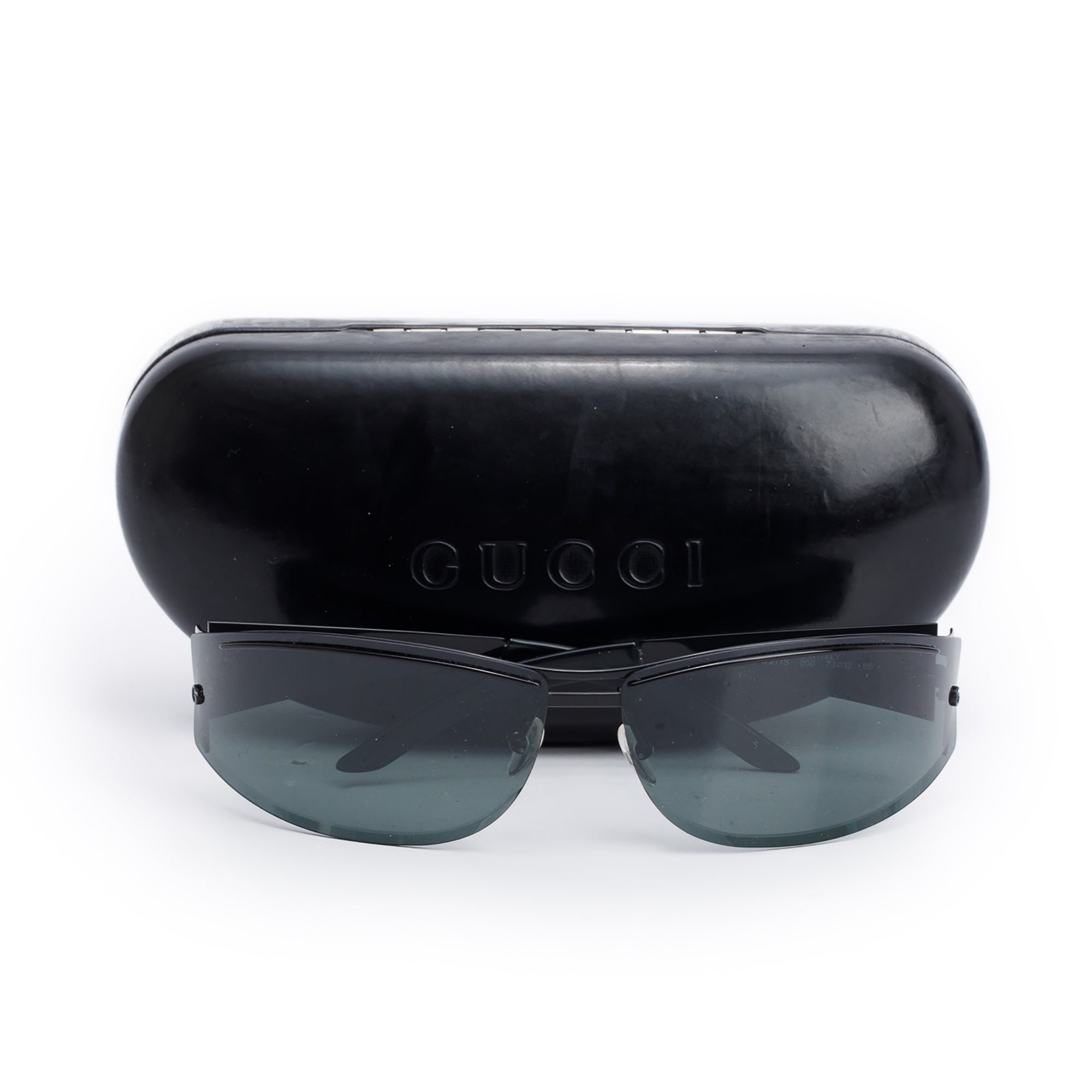 Gucci GG1727/S Black Metal Rectangular Shield Sunglasses w/ Case