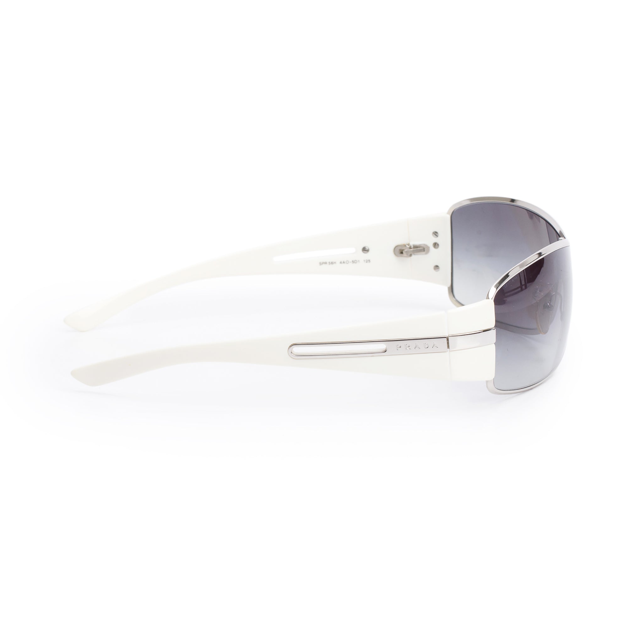 Prada SPR 56H White Acetate Linea Rosa Shield Sunglasses w/ Case