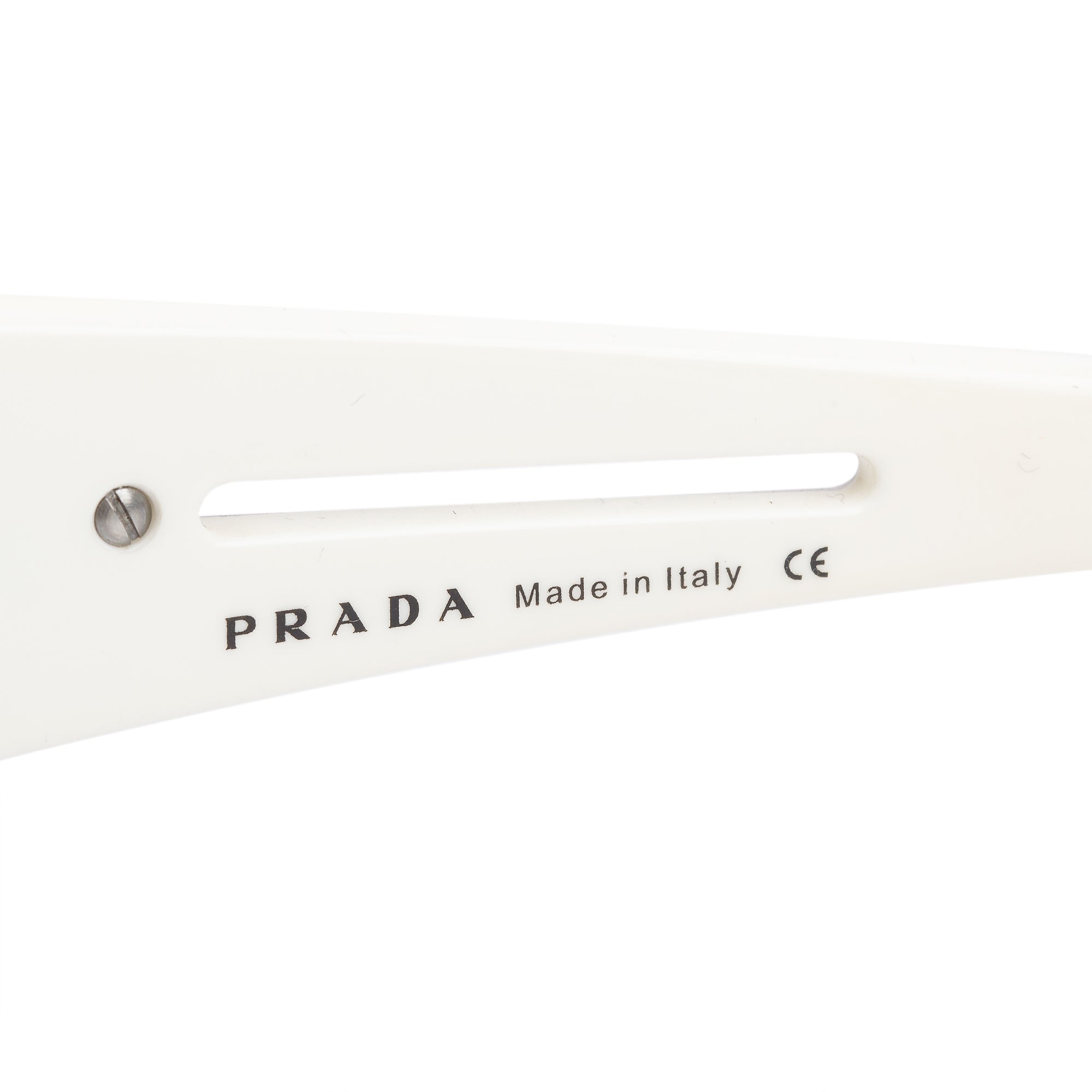 Prada SPR 56H White Acetate Linea Rosa Shield Sunglasses w/ Case