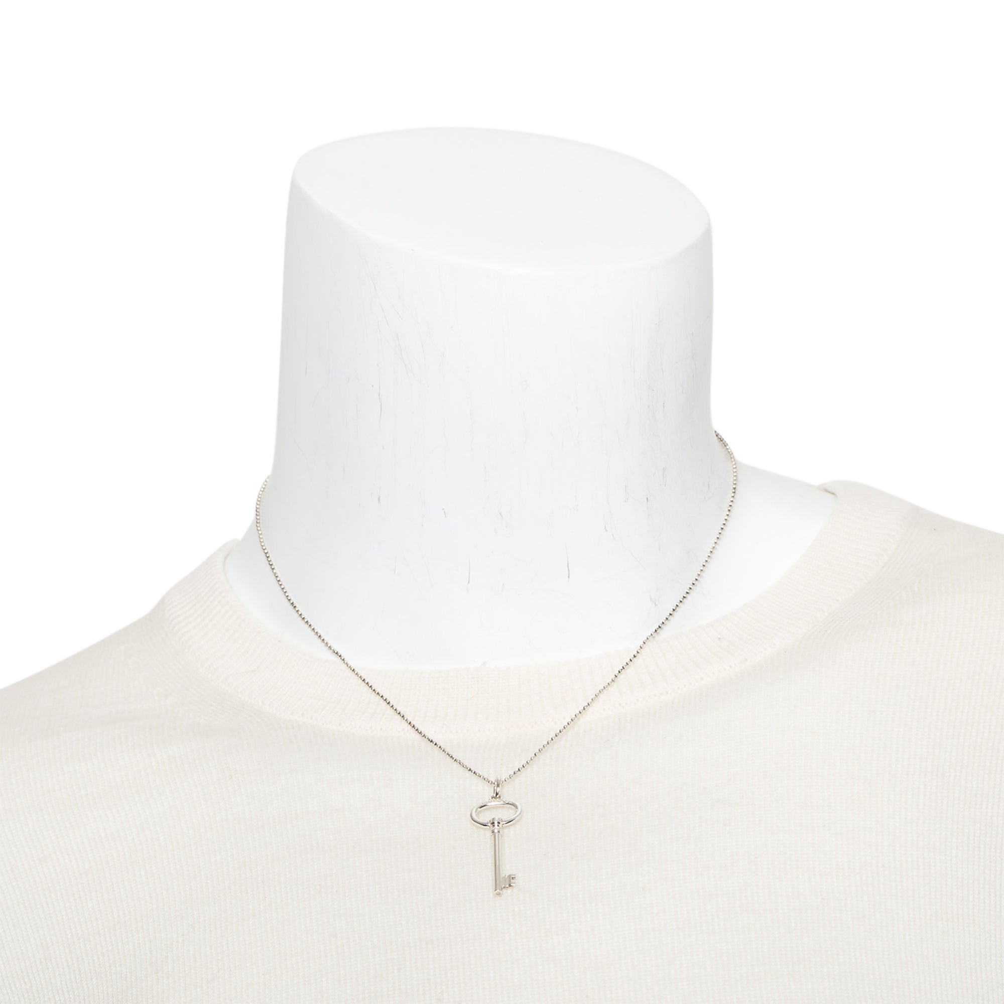 Tiffany & Co. Sterling Silver Small Oval Key Pendant Necklace
