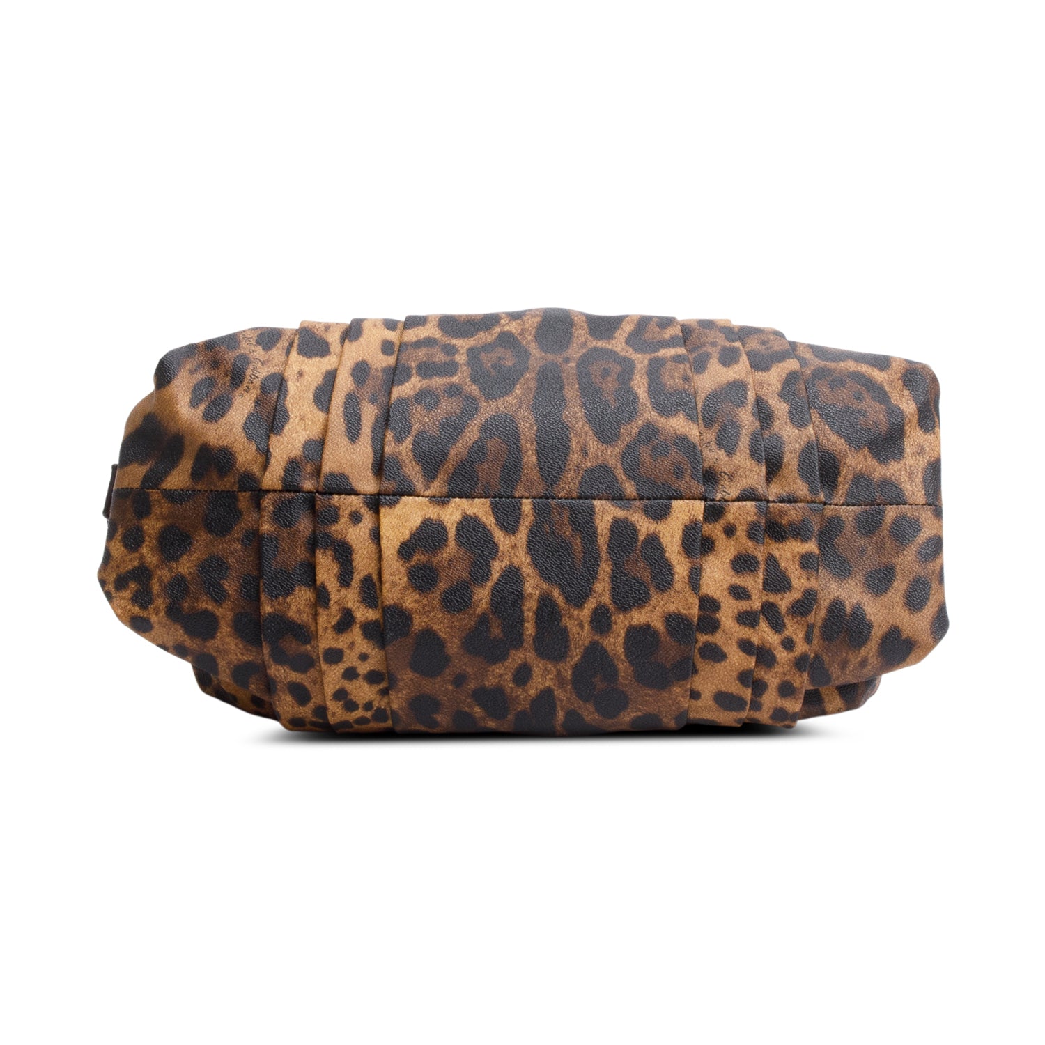 Dolce & Gabbana Brown Pleated Leopard Print Canvas Miss Urbanette Shoulder Bag w/ Strap