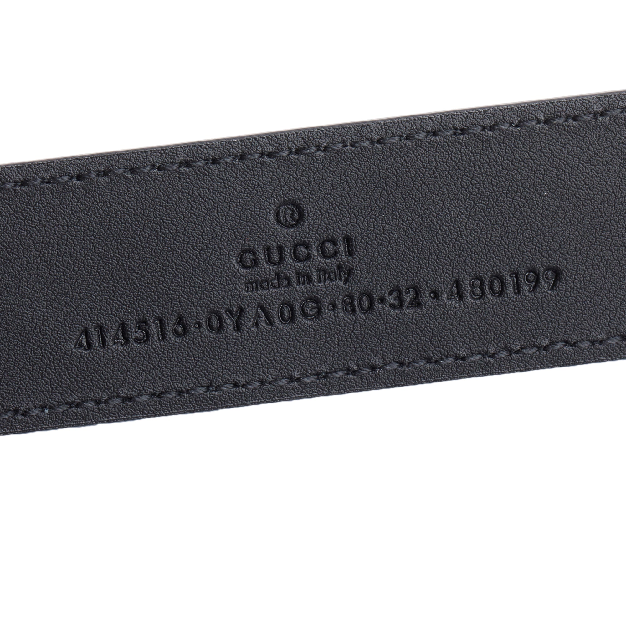 Gucci Black Leather GG Marmont Thin Belt, 80 32