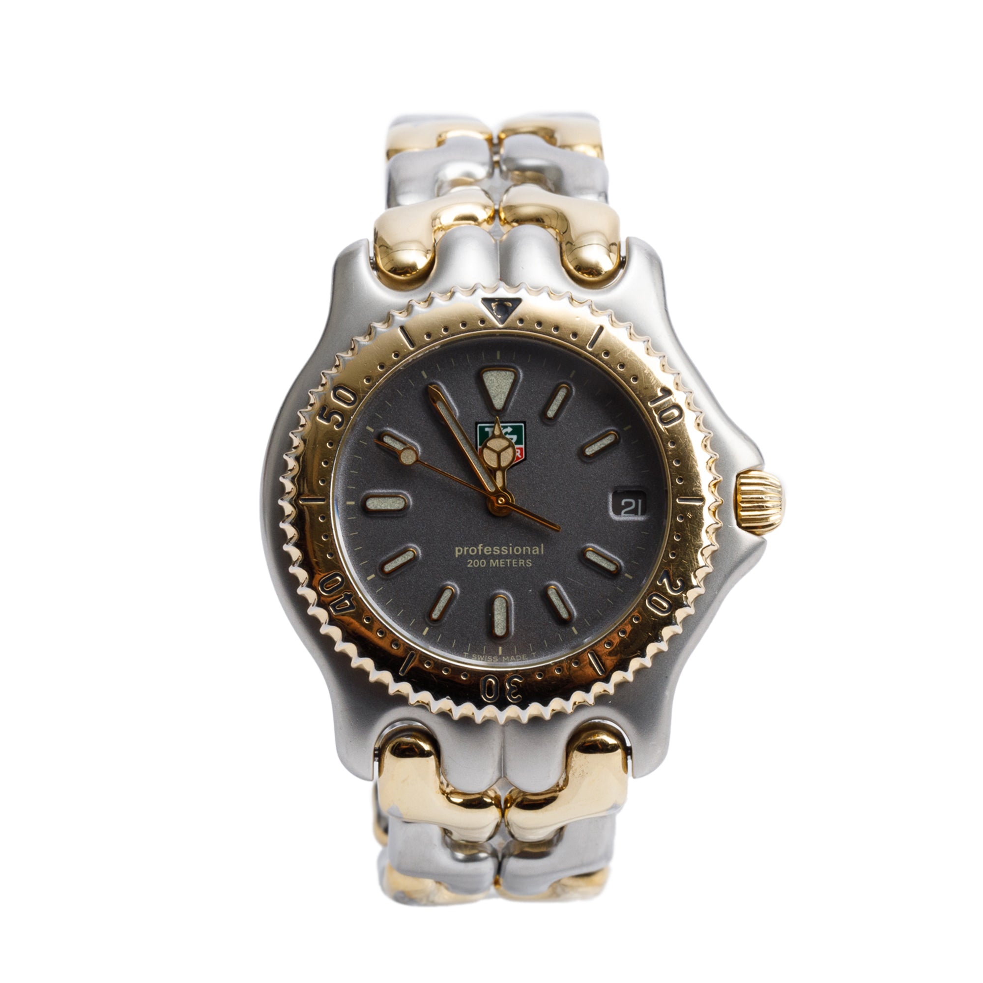 Tag Heuer Two-Tone Stainless Steel Professional Link 38 MM Quartz Watch Grey Dial S95.206K