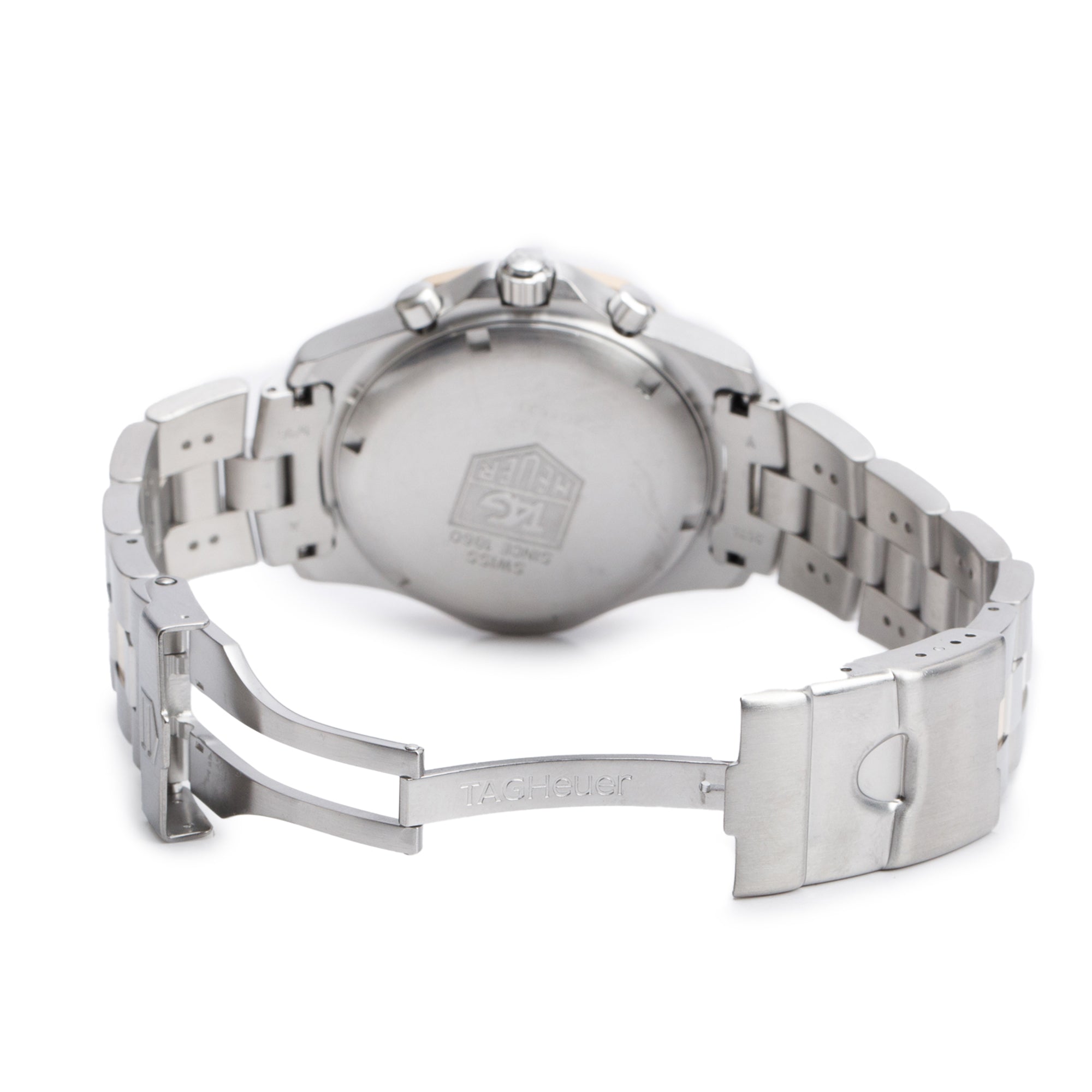 Tag Heuer Two-Tone Stainless Steel 2000 Exclusive 40 MM Chronograph Quartz Watch Black Dial CN1152