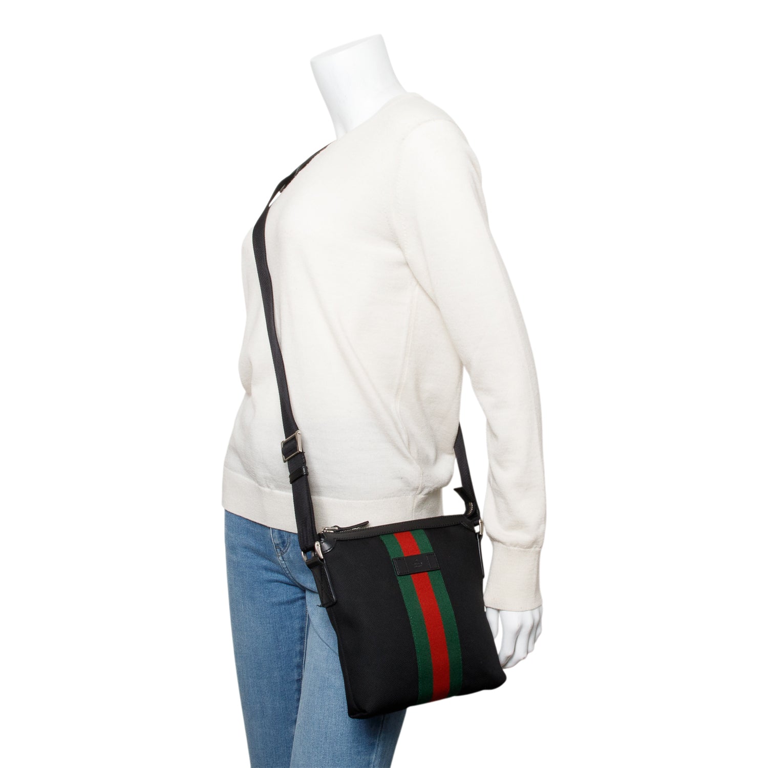 Gucci Black Techno Canvas Web Small Messenger Bag